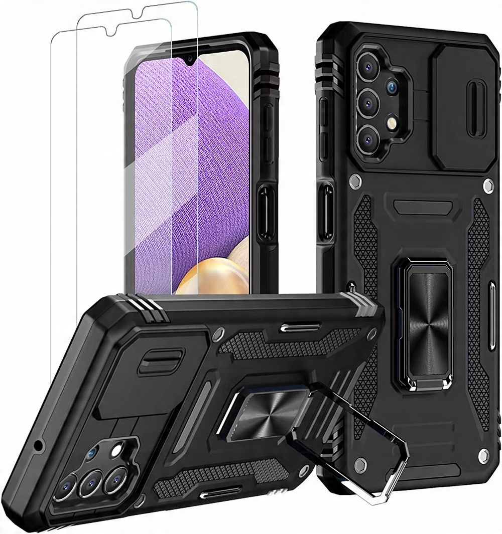 

Etui Ring Slide +2x Szkło do Samsung Galaxy A32 4G