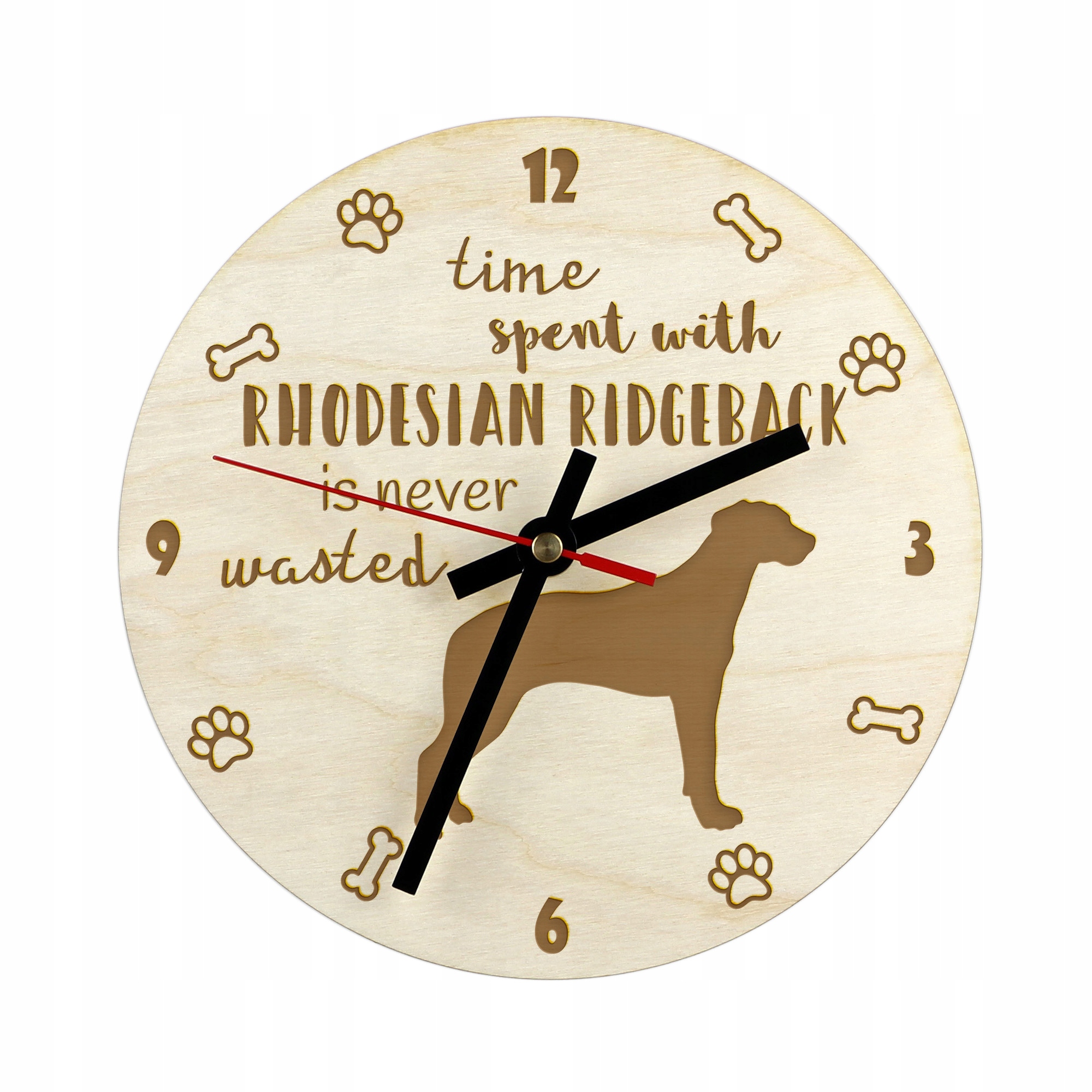 Rhodéský ridgeback, gravírovaný hodinový stroj se psem, průměr 30 cm, jméno psa