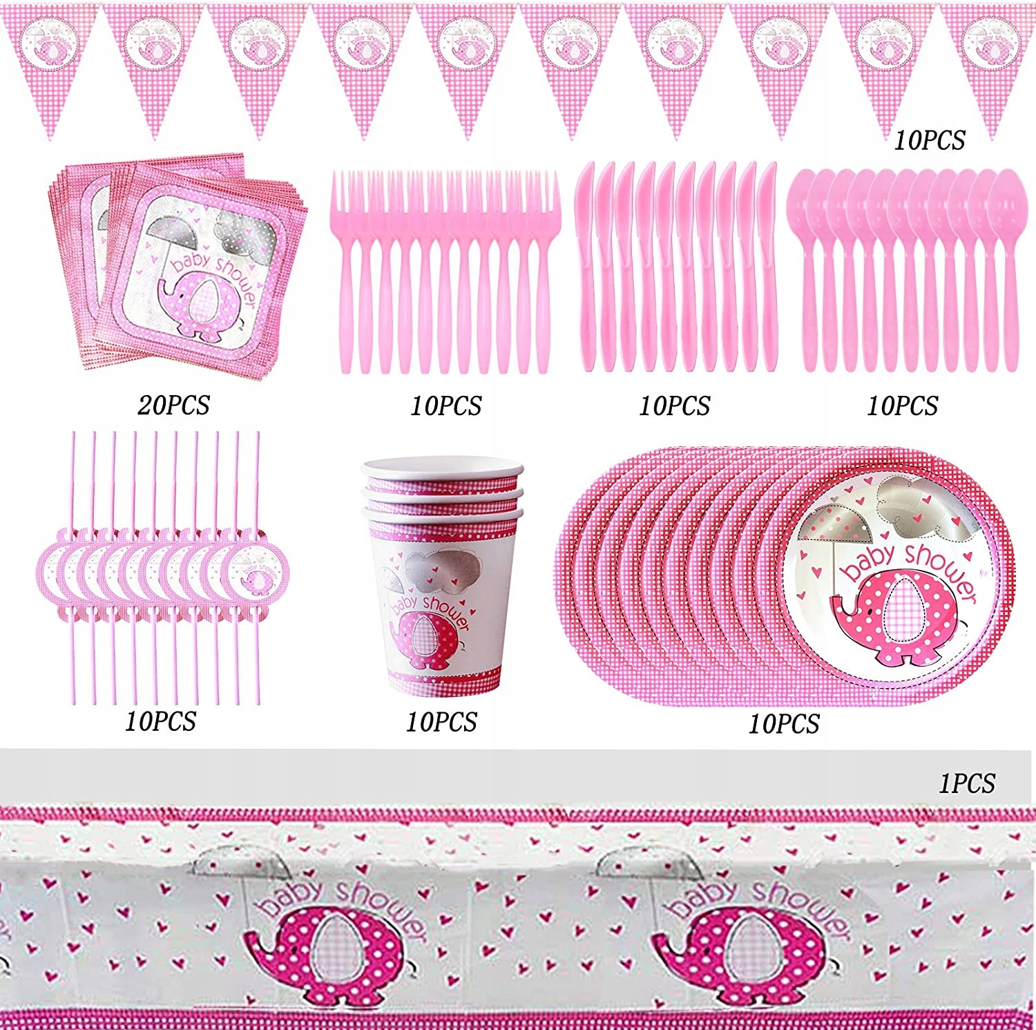 Baby Shower Girl róż dziewczynka zestaw kubeczki Marka inna