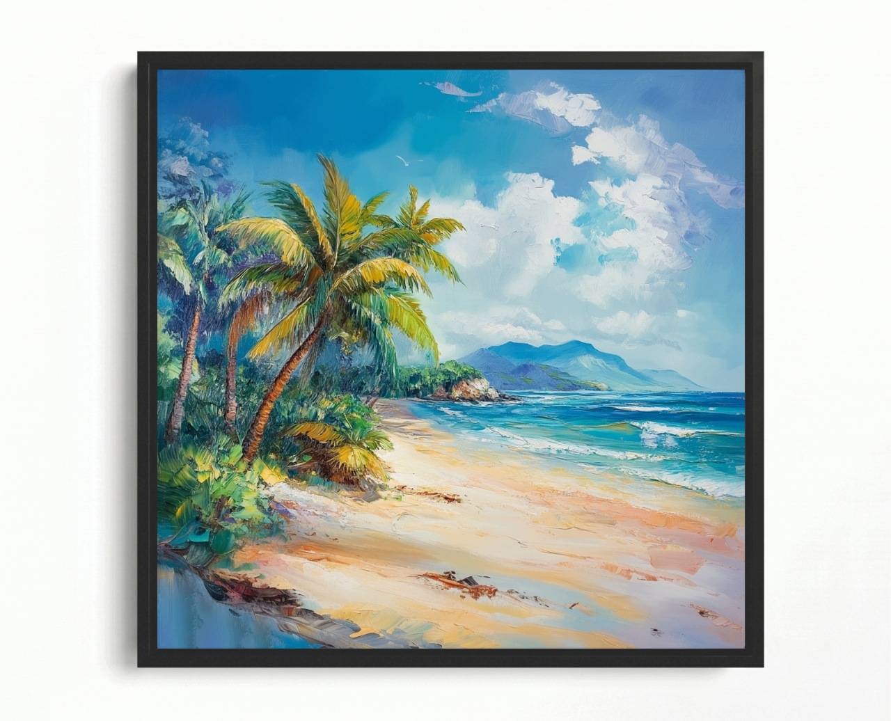 Rám Na Obraz, Americká Krabička, Olejový Barvič, Exotická Pláž, Moře, Oceán, Palmy, Hory, 50x50
