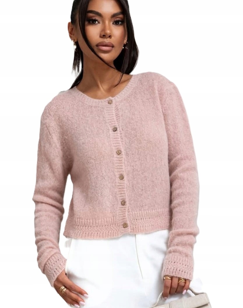 Cocomore Yarn Kardiganový svetr Alpaka Suri růžová vlna New