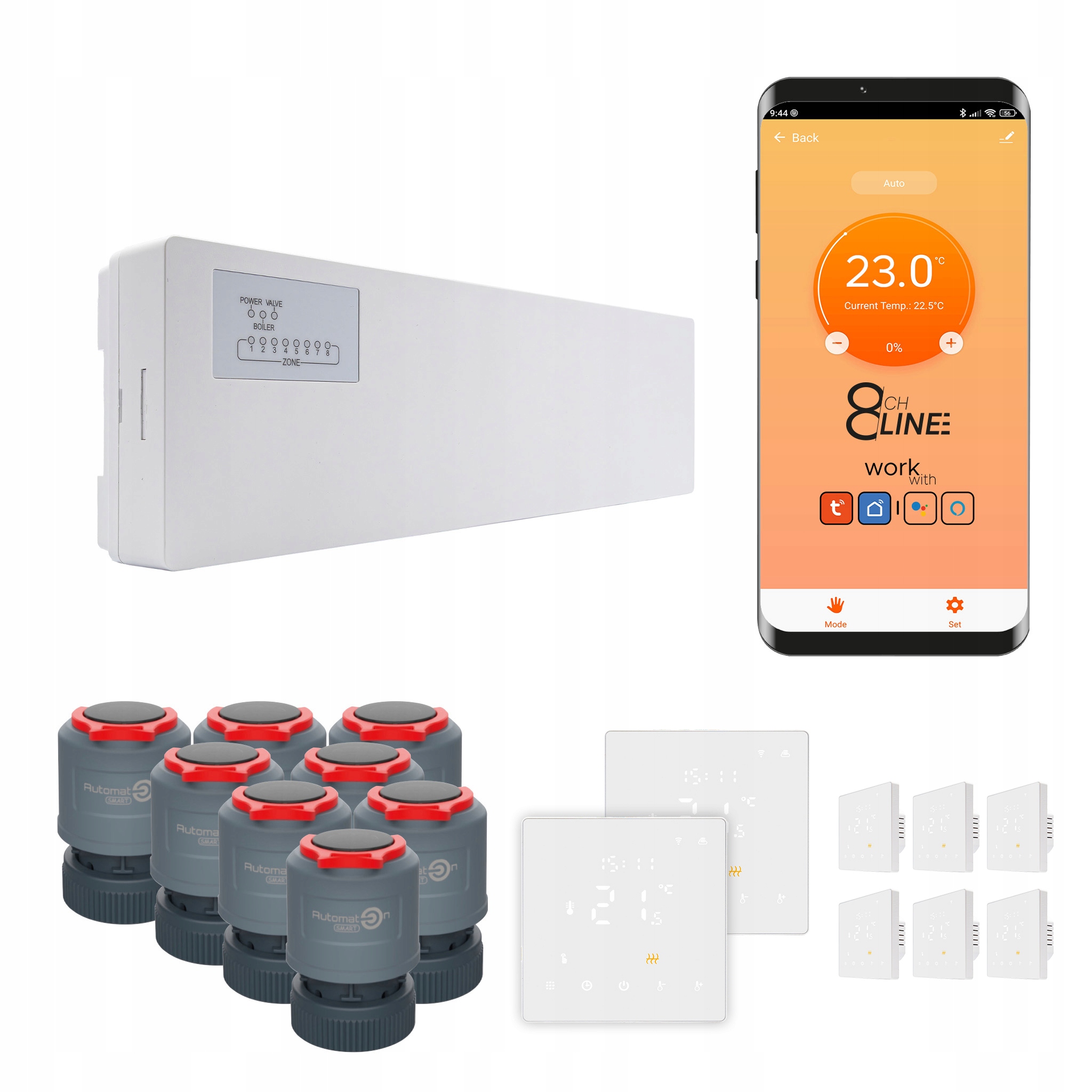 Súprava rozvodov na vykurovanie Line 8 izieb termostat PRO3 Zigbee biela