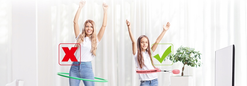 ODCHUDZAJĄCY HULA HOP Z OBCIĄŻENIEM SMART Z LICZNIKIEM I WYPUSTKAMI HULAHOP Model 1