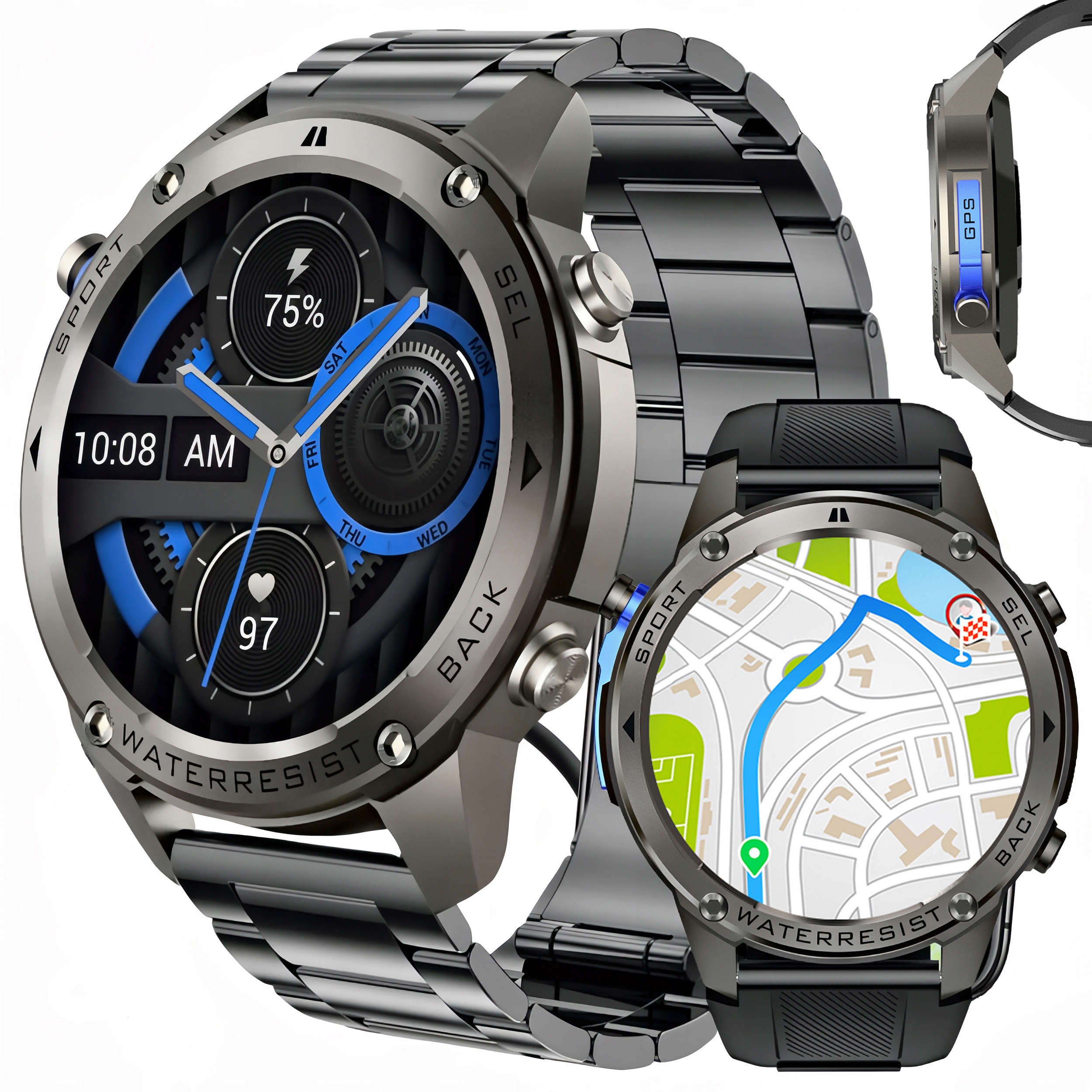 Hodinky Smartwatch Gps Amoled Sport Zdravie Rozhovory Vodotesné 5ATM 500 mAh