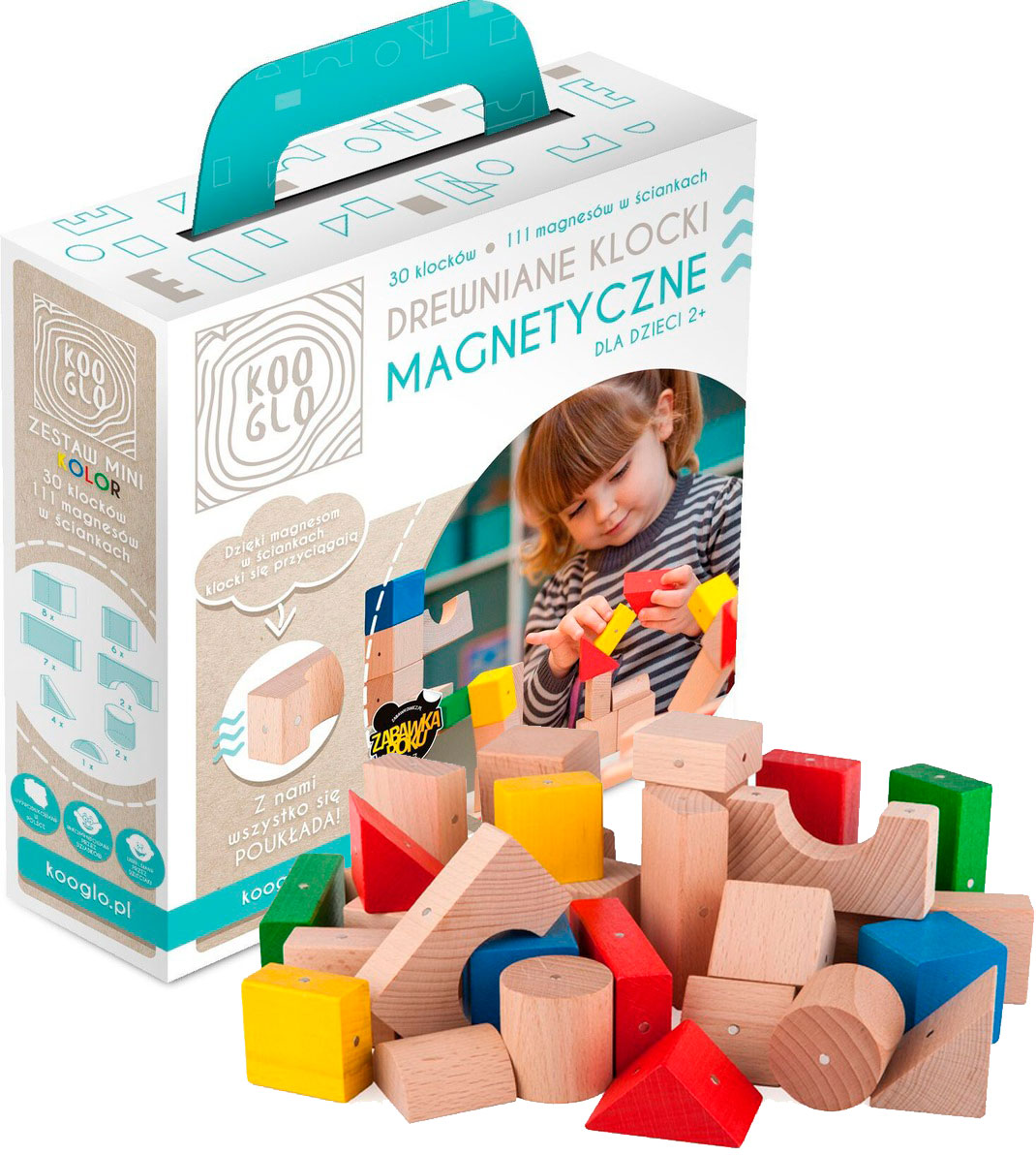 

Polskie Klocki Magnetyczne Drewniane Kooglo 30 el