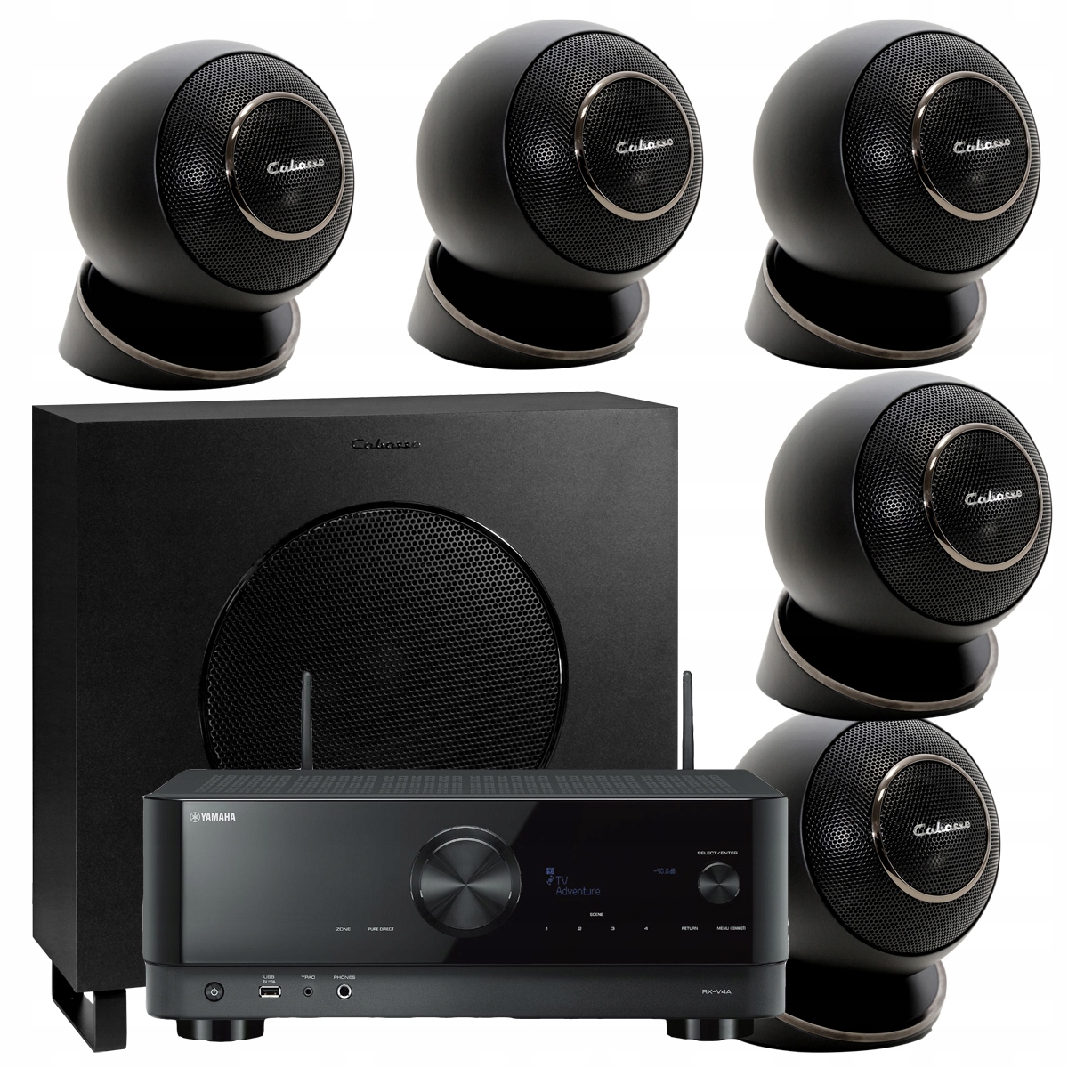 Cabasse Eole 4 Sada reproduktorov 5.1 Yamaha RX-V4A MusicCast 8K eARC 5.2