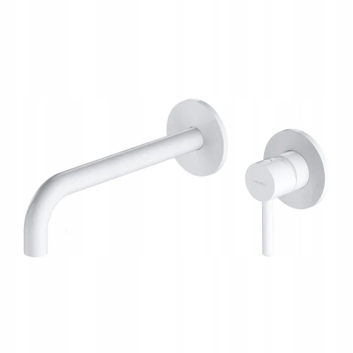 Podomietková umývadlová batéria s dlhým výtokom, biela matná