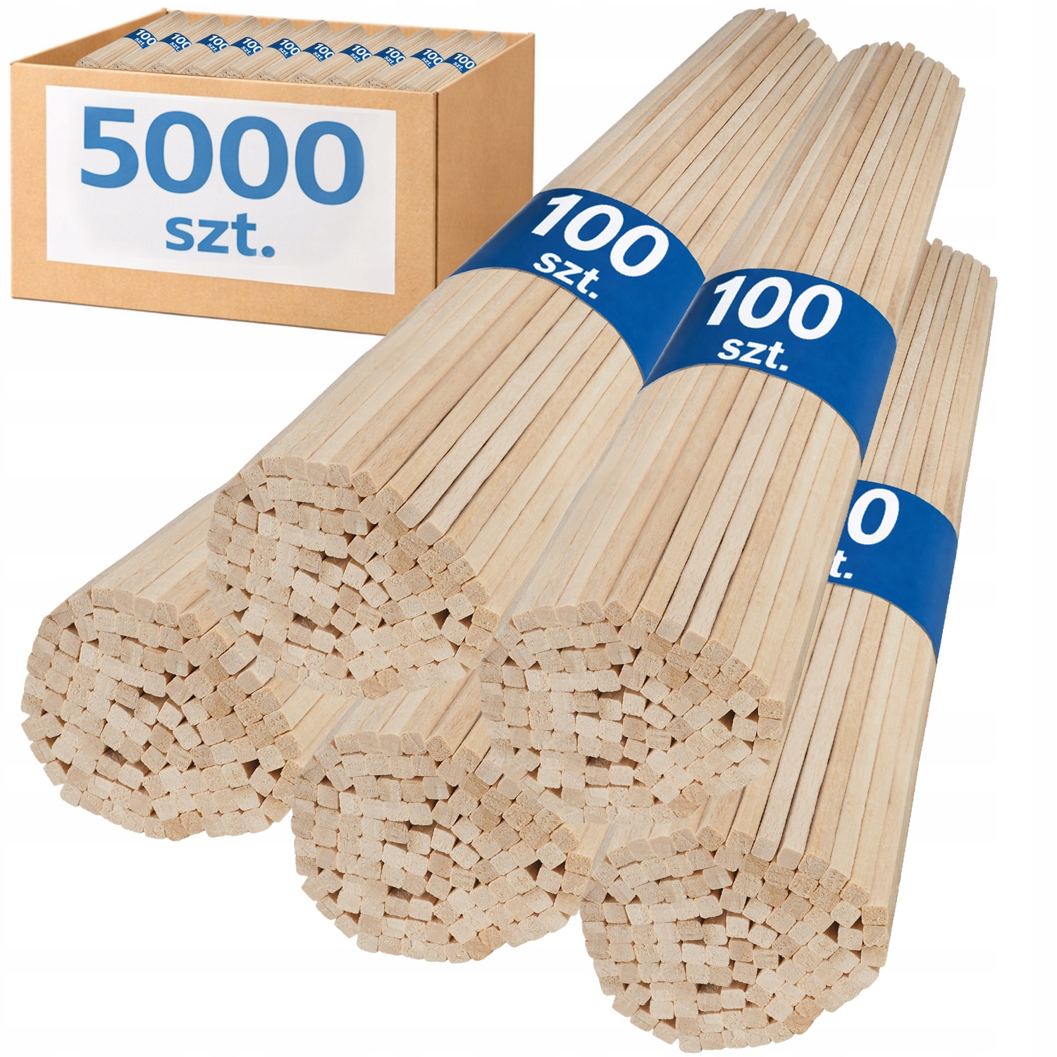 Hrubé tyčinky na cukrovou vatu Bukové tyčinky Čtvercové 40 cm 5000 ks