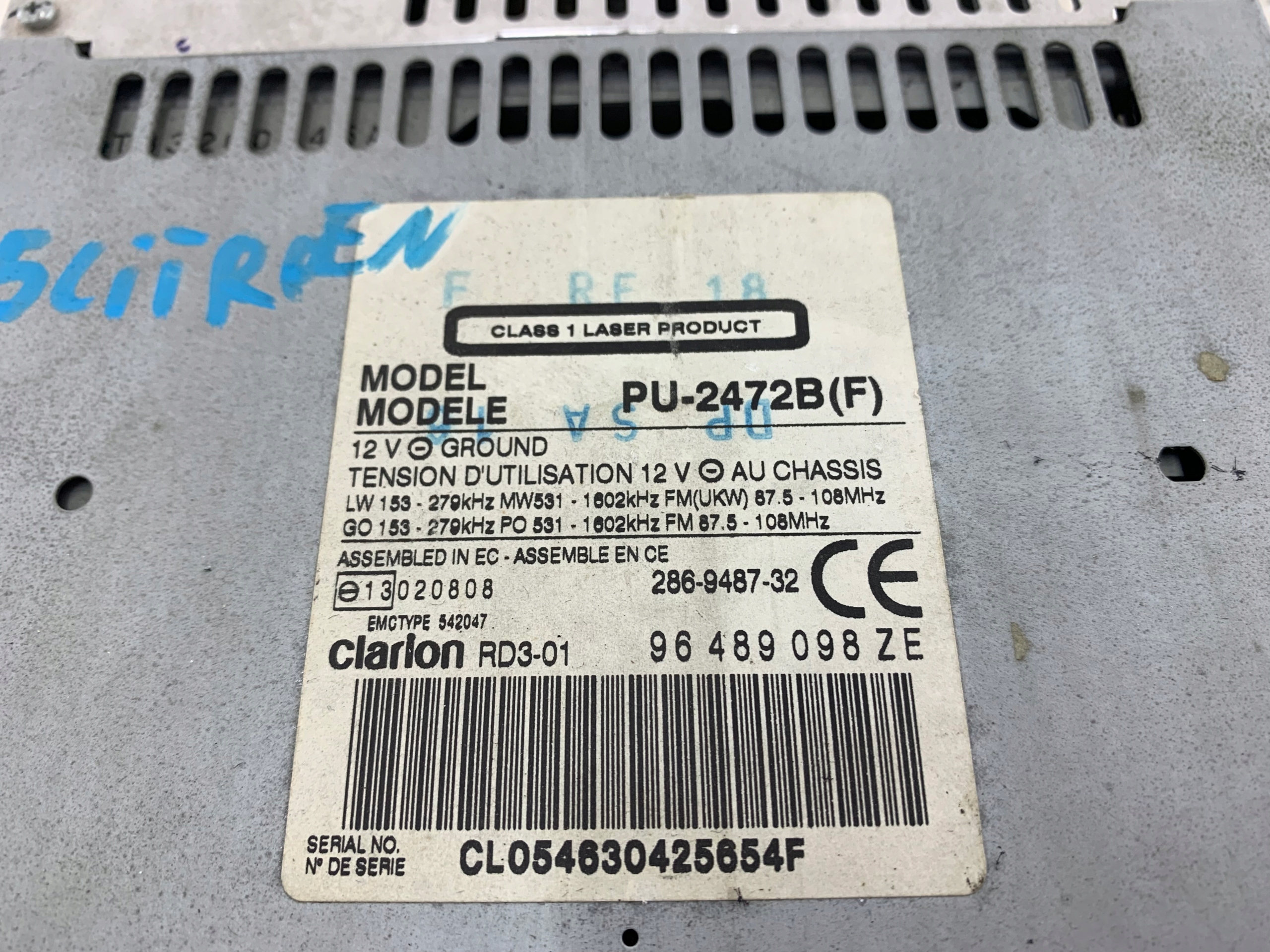 CITROEN C5 et RADIO Fabrique 96489098ZE