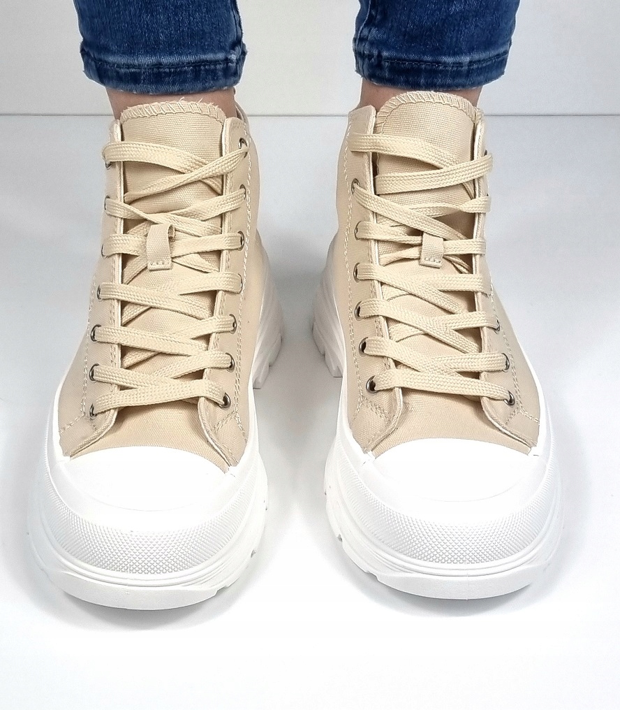 NOWE BEŻOWE BOTKI BUTY SNEAKERSY TRAMPKI 38 Rozmiar 38