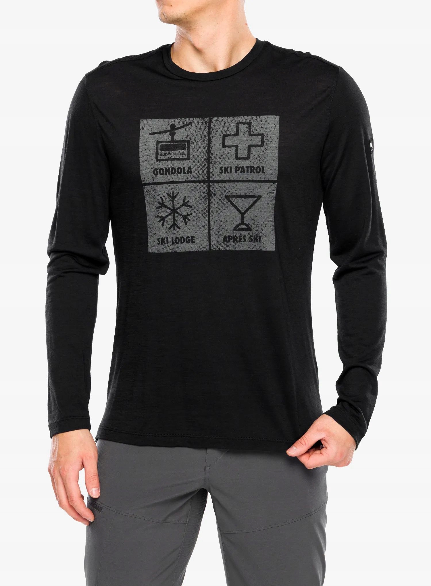 Bluza bez kaptura Super.natural Swiss Lodge Ls cash.grey mel L