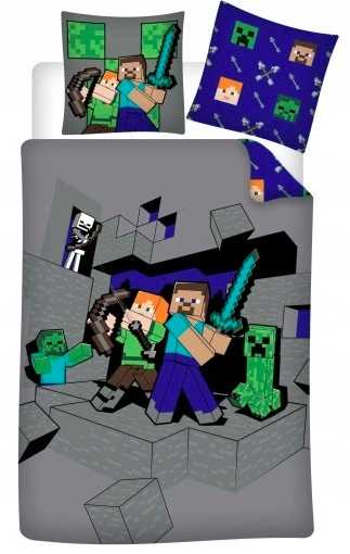 Pościel Dziecięca Minecraft Steve Creeper 140X200 Komplet Pościeli Oryginał