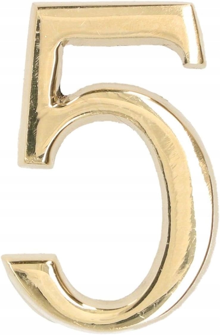 CYFRA NUMER DOMU 5 NA DRZWI 3D 5CM MOSIĄDZ