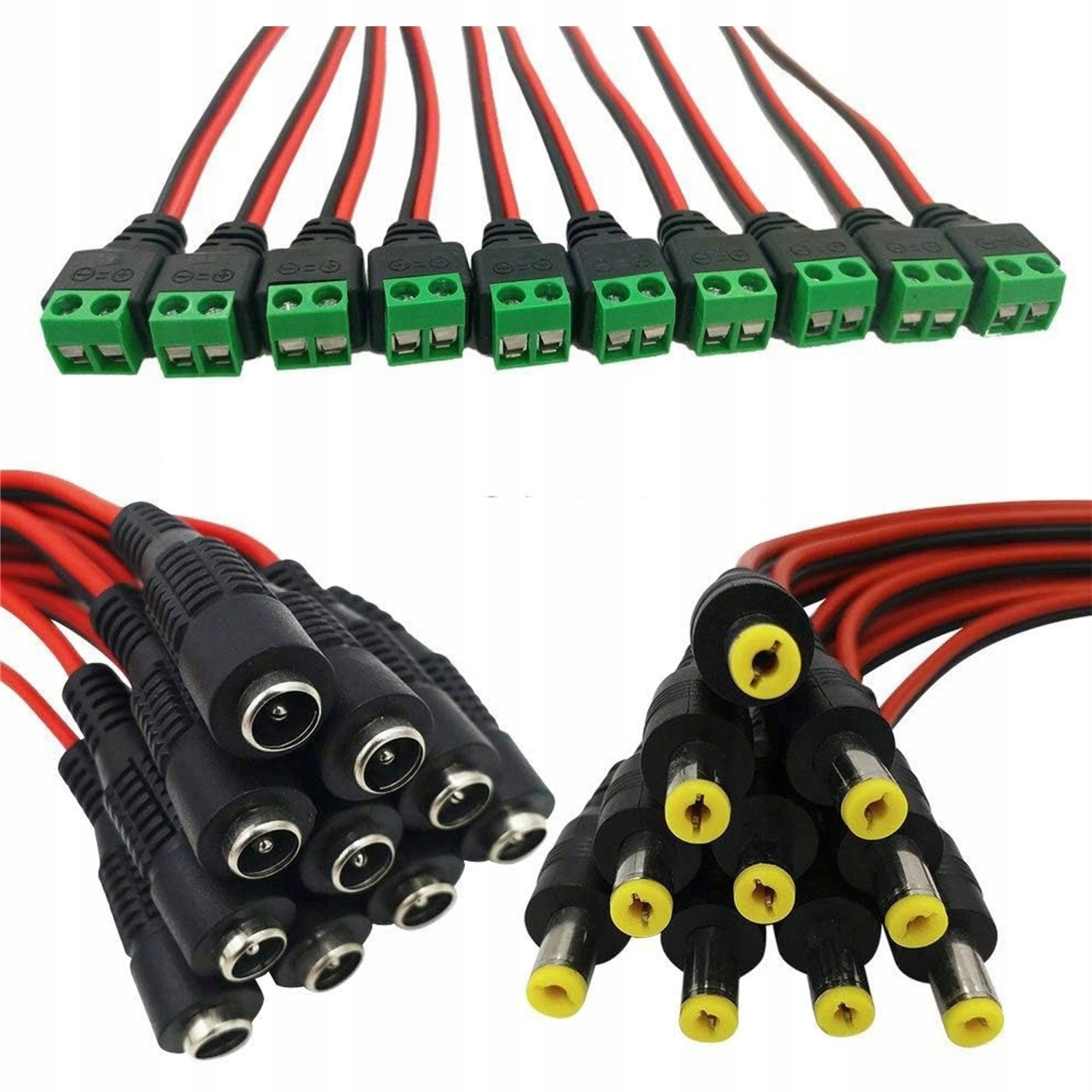 20 Ks Napájecích Kabelů DC 22 Awg Zásuvka 5,5 X 2,1 MM Pro Kamery