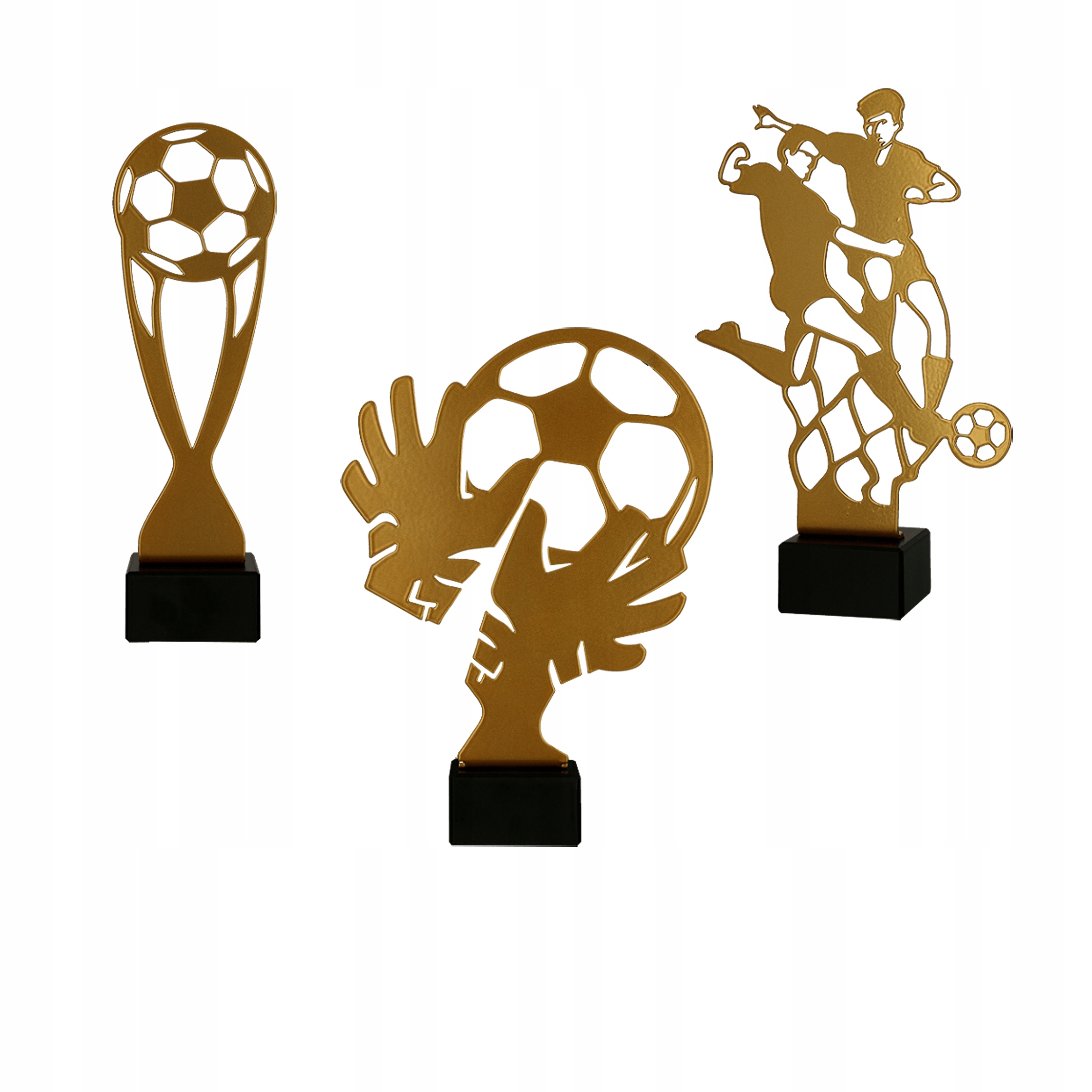 Figurka Puchar Zestaw Pucharów Piłkarz Piłka Nożna komplet 3 Szt +grawer
