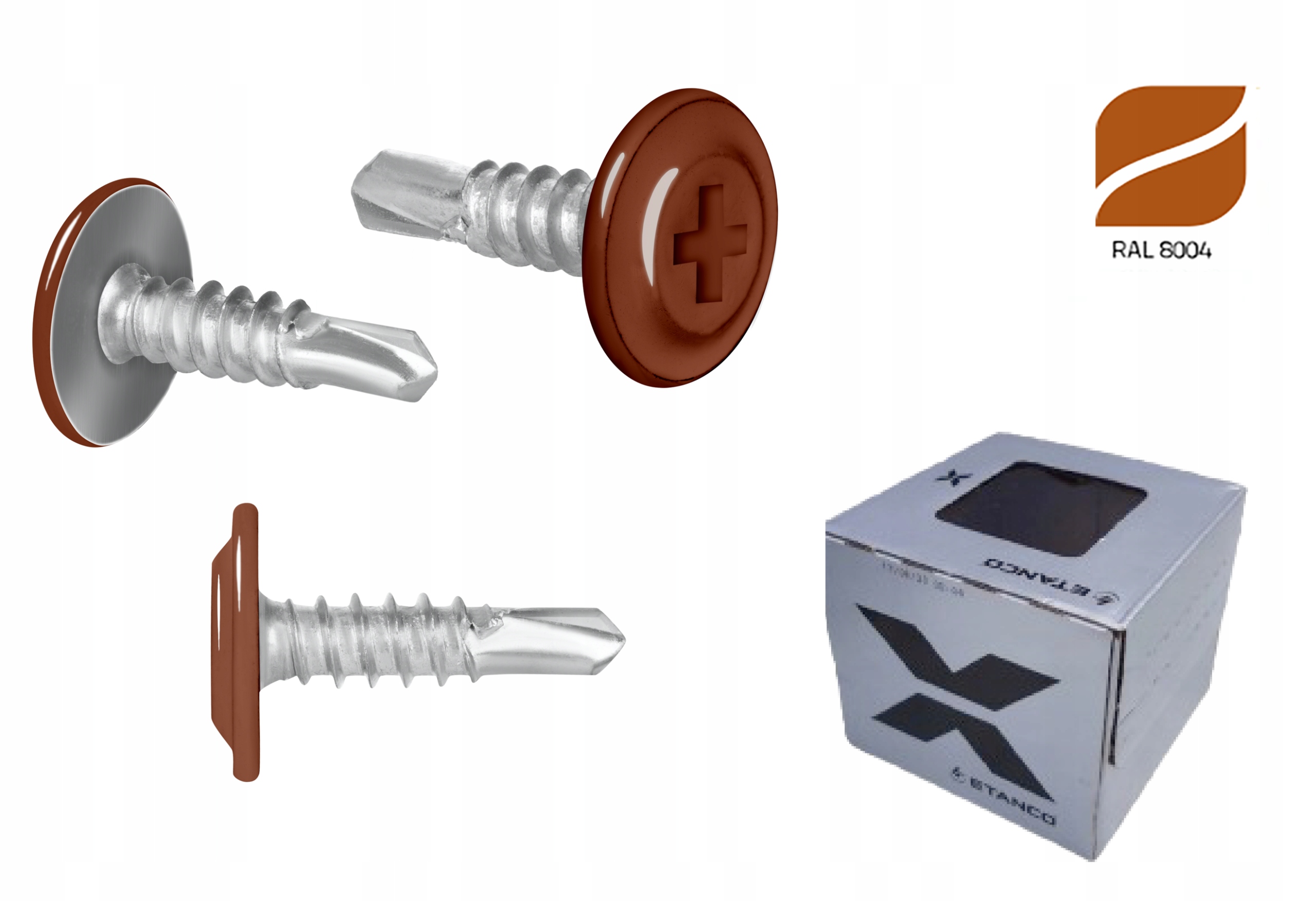 Etanco WKRĘT do blachy 4,2x25mm RAL8004 Brąz Jasny