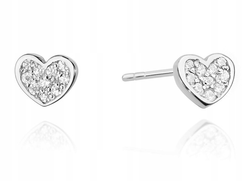 Zlaté náušnice 585 Srdce S Brilianty 1,00g elegantní jako dárek pro ni