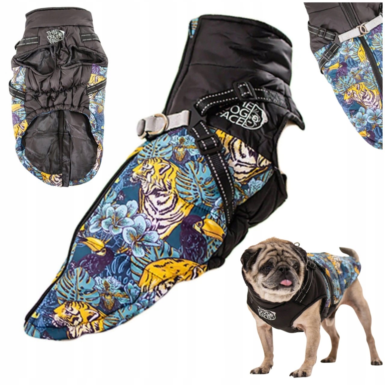 Levně Zimní Bunda Pro Psa S Postrojem The Dog Face Tiger S