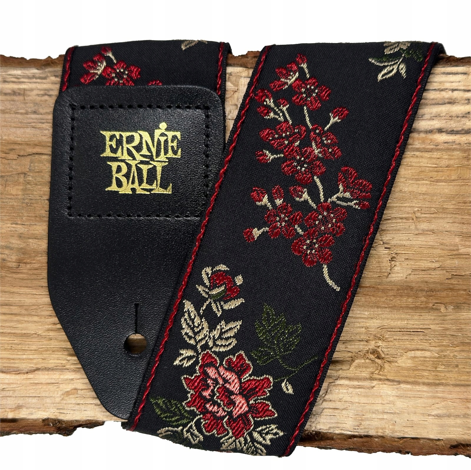 Ernie Ball Red Rose pasek do gitary róże kwiaty