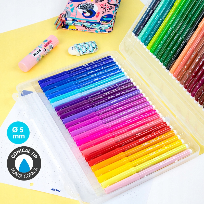 ZESTAW 50 FLAMASTRÓW PEACOCK W PLAST WAL Rodzaj flamastry