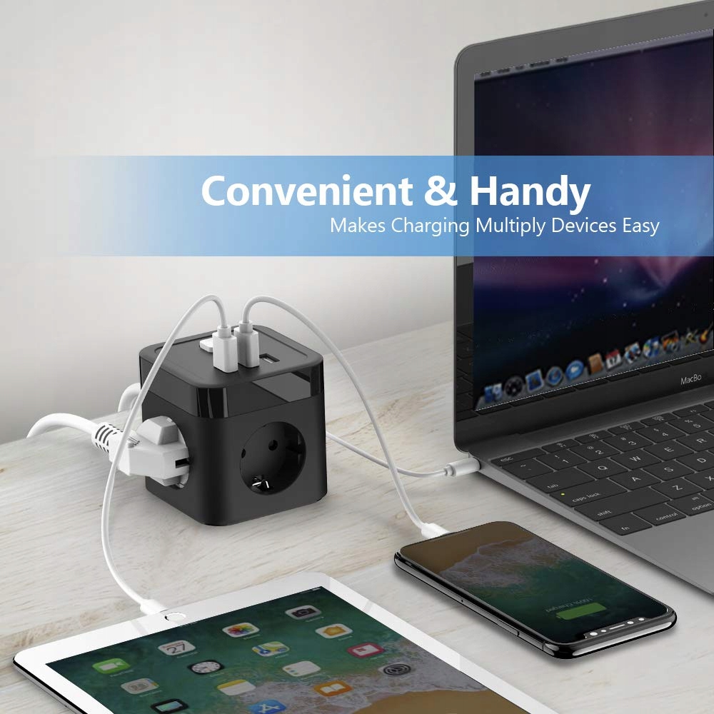 JSVER Przedłużacz Gniazdko Rozgałęźnik USB 6w1 — miniatura 6