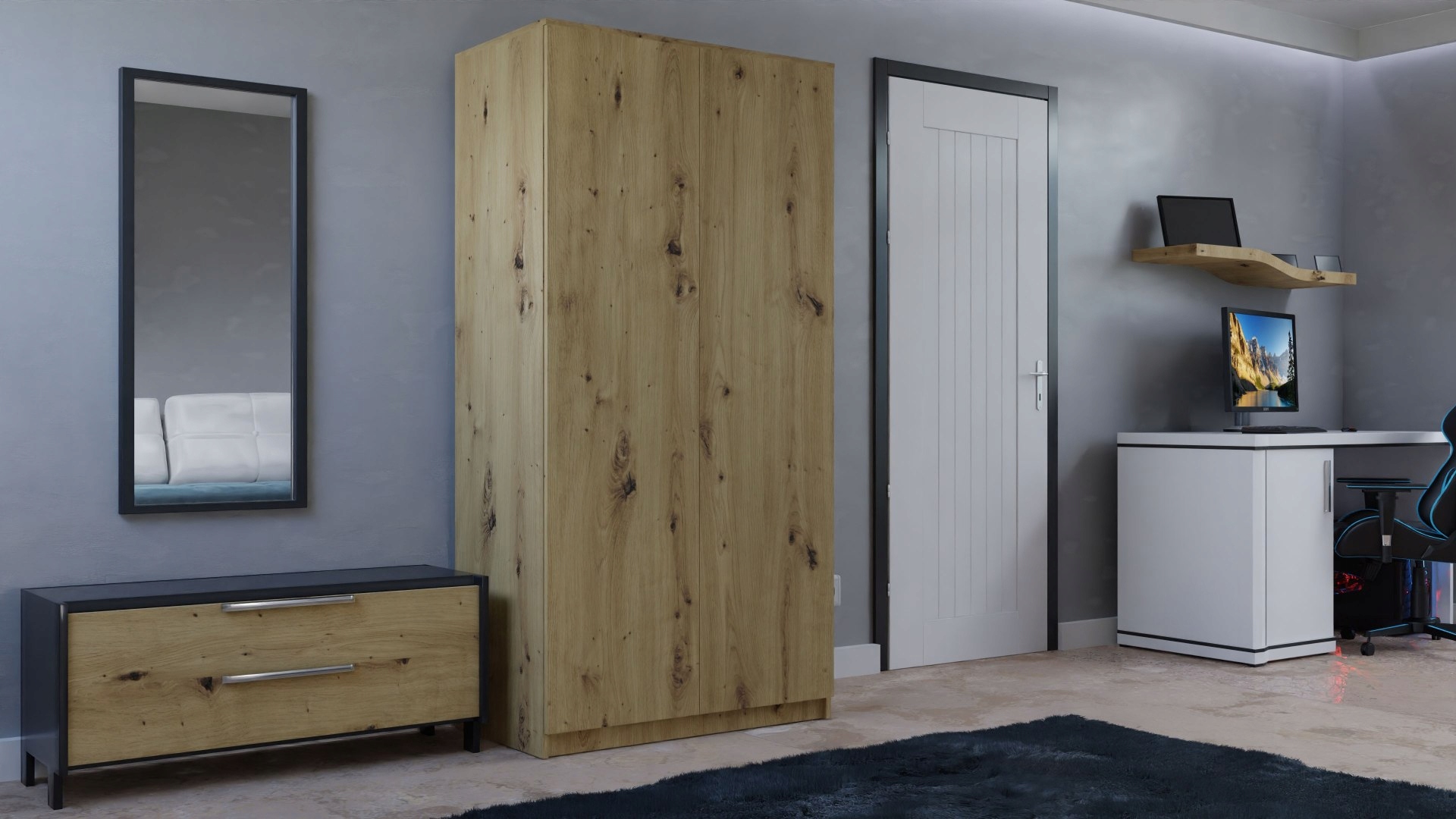 SZAFA DO PRZEDPOKOJU GARDEROBY SD-90 DĄB ARTISAN Kolekcja SD-90 ART KPL