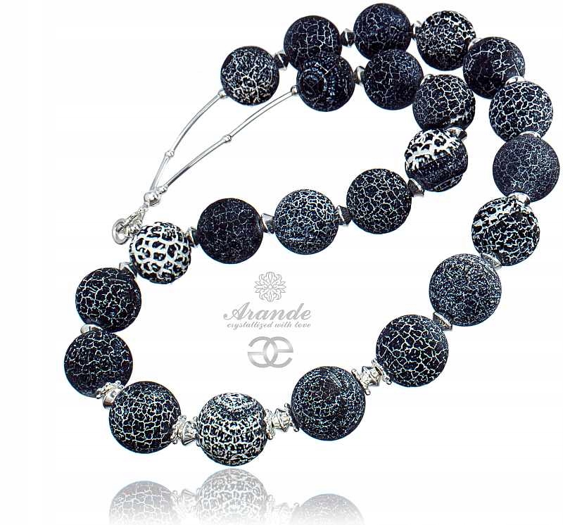 Krásný Náhrdelník Achát Matný Stříbro