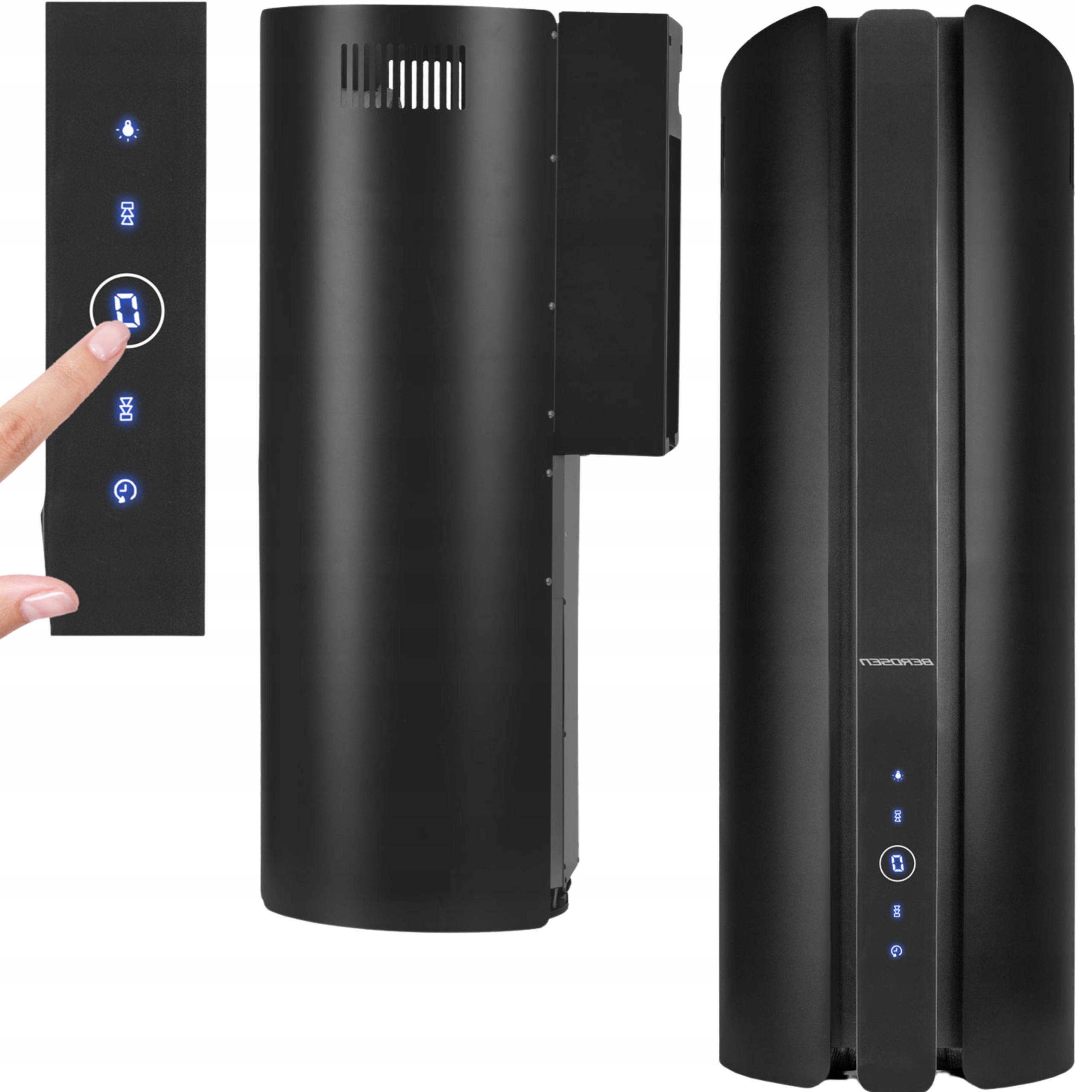 Okap Kuchenny Kominowy Wyspowy Wiszący Czarny Tuba 35 CM