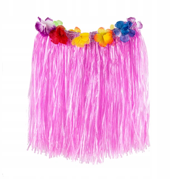 SPÓDNICZKA SPÓDNICA HAWAJSKA RÓŻOWA HAWAJE TANIEC HULA ALOHA 40 CM