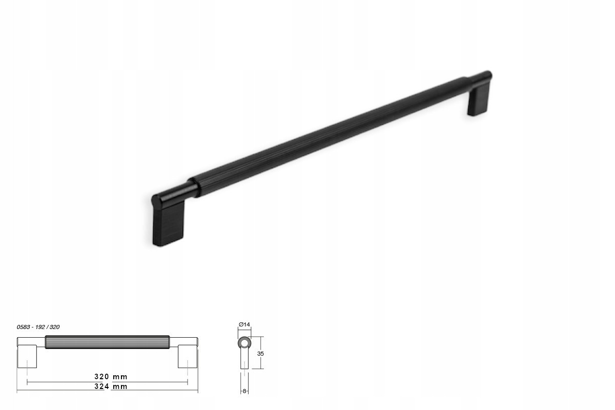 Nábytková úchytka Viefe 0583 Arpa 320 mm, černý výbrus