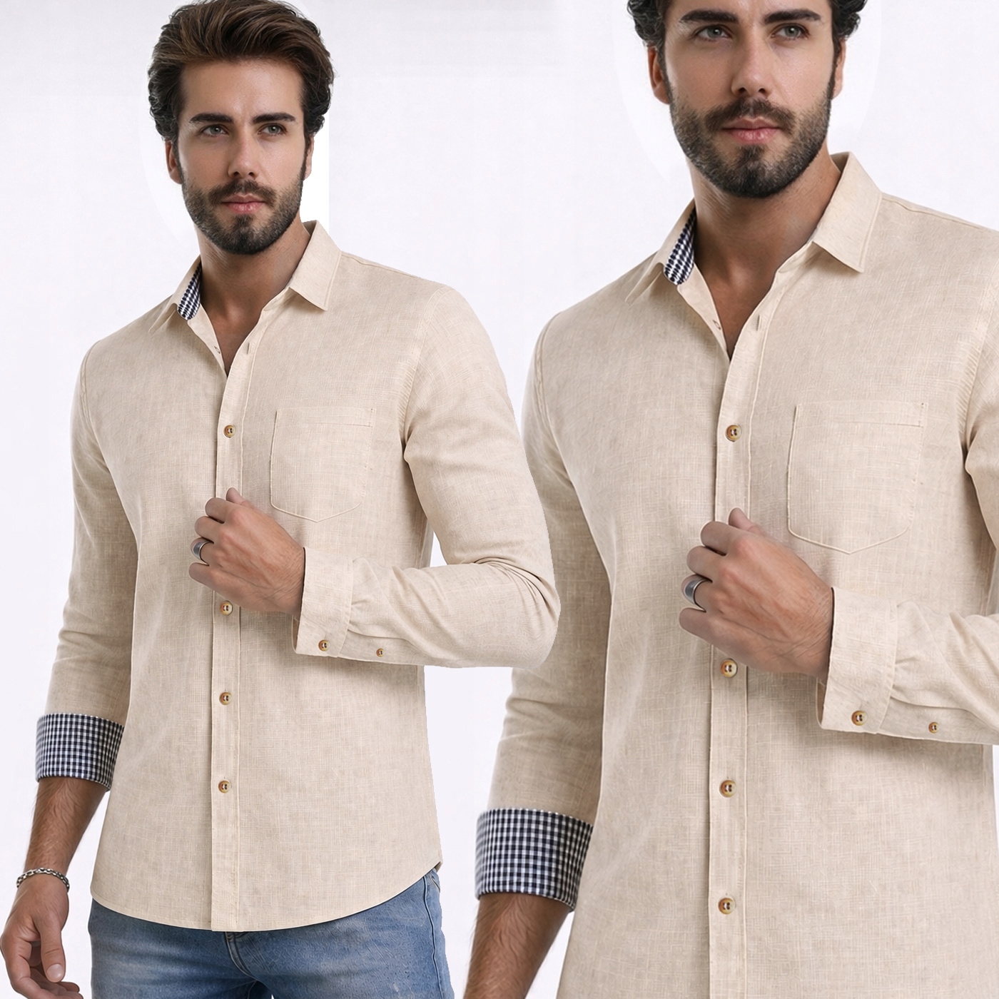 Pánská bavlněná vzdušná klasická košile s kostkovaným vzorem Regular