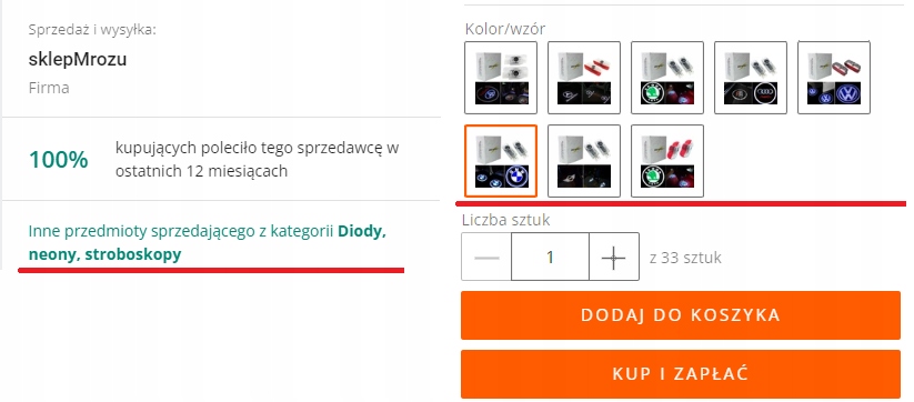 LAMBORGHINI 2X ŚWIATŁO LED LOGO PROJEKTOR Urus Huracan Aventator Gallardo Producent bez marki