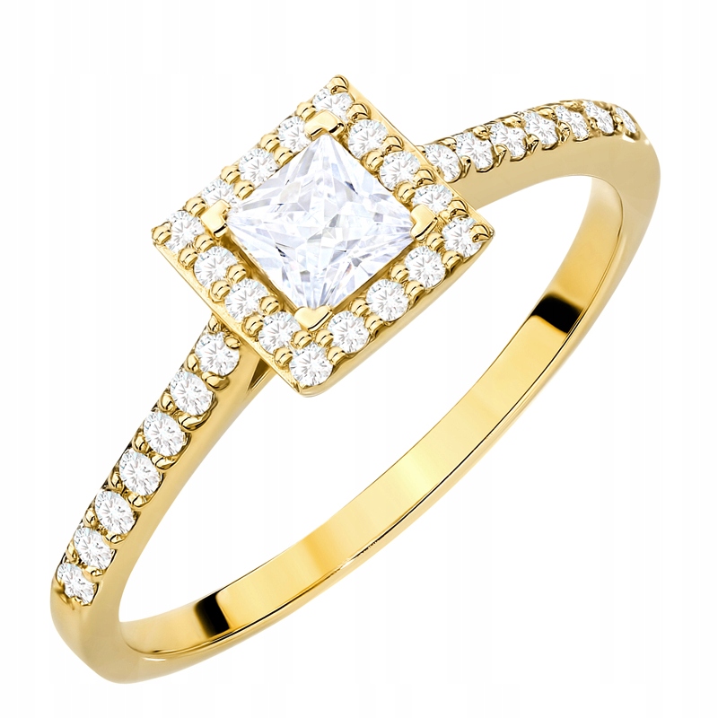 Zlatý Prstýnek pr. 585 Čtvercový diamant Brilianty 0,50ct 14k