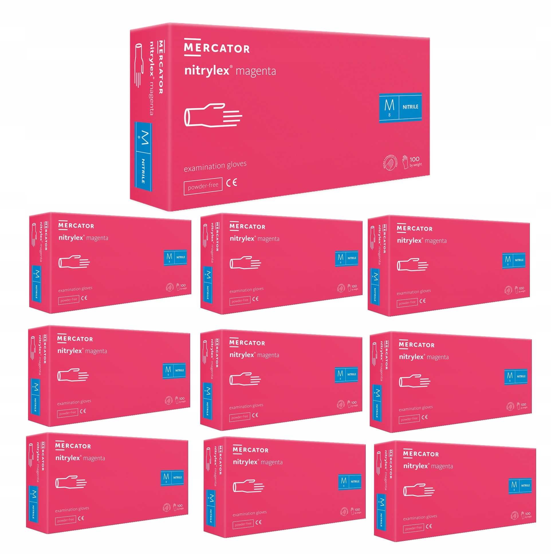 Levně Nitrilové rukavice 100 ks 8-M Nitrylex Magenta 10 ks