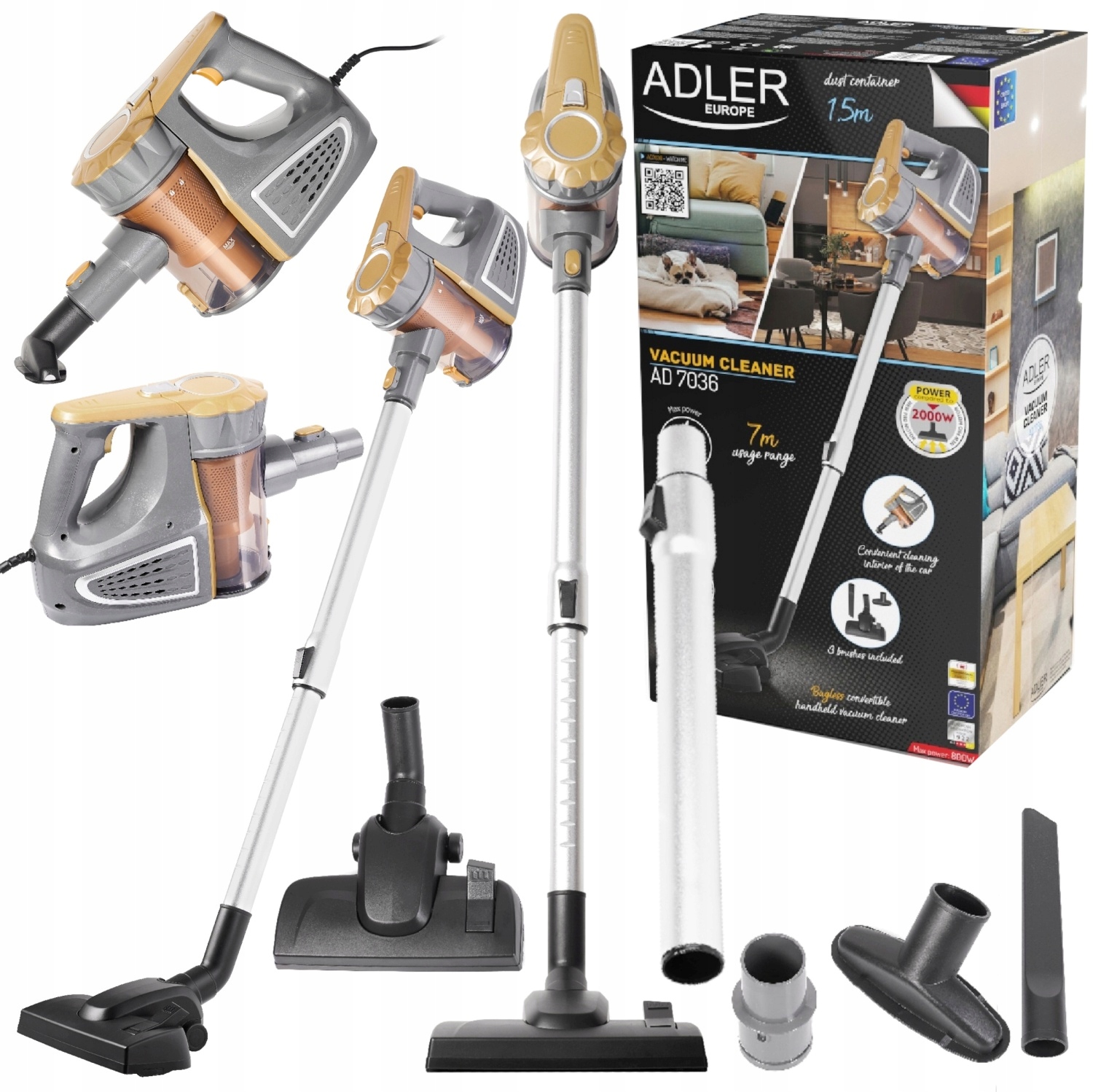 Odkurzacz Pionowy Ręczny Bezworkowy Lekki I Wydajny I Mocny Srebrny/szary