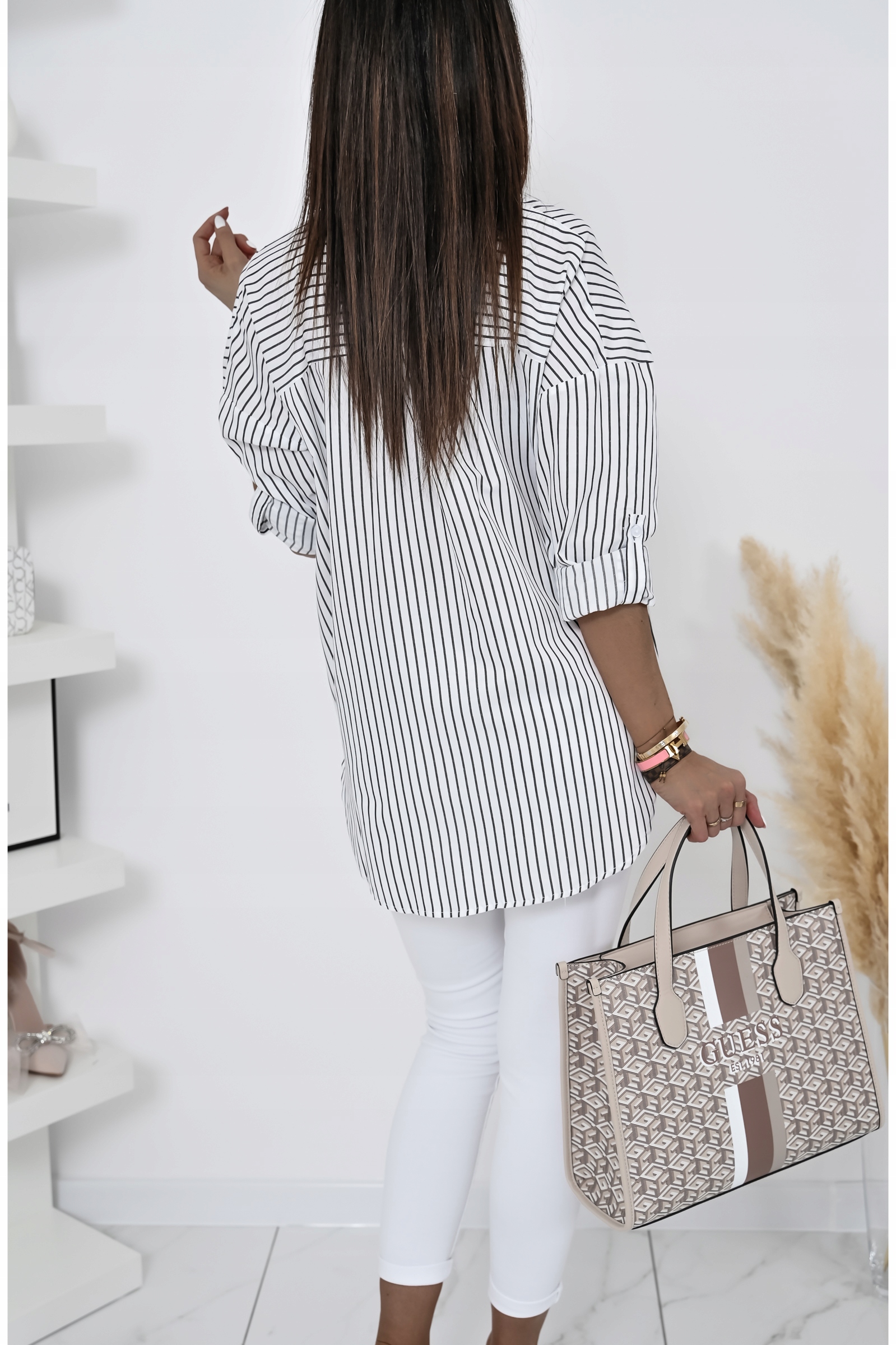 CASUALOWA KOSZULA OVERSIZE W PASKI FLAVINE! WZ.1 XXL Wzór dominujący paski