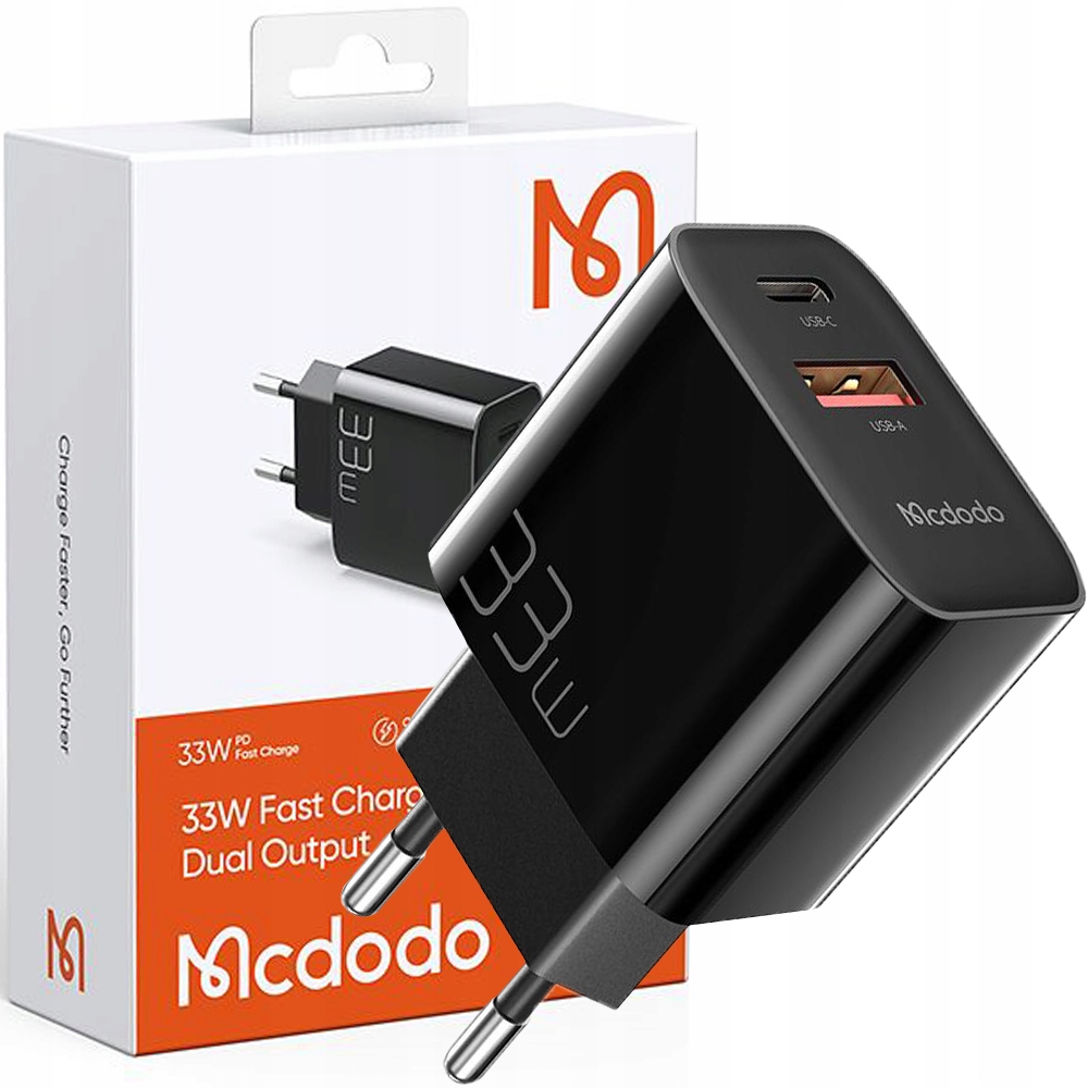 Mcdodo Szybka Ładowarka Sieciowa Do Telefonu Zasilacz 2X Usb Usb-c Pd 33W