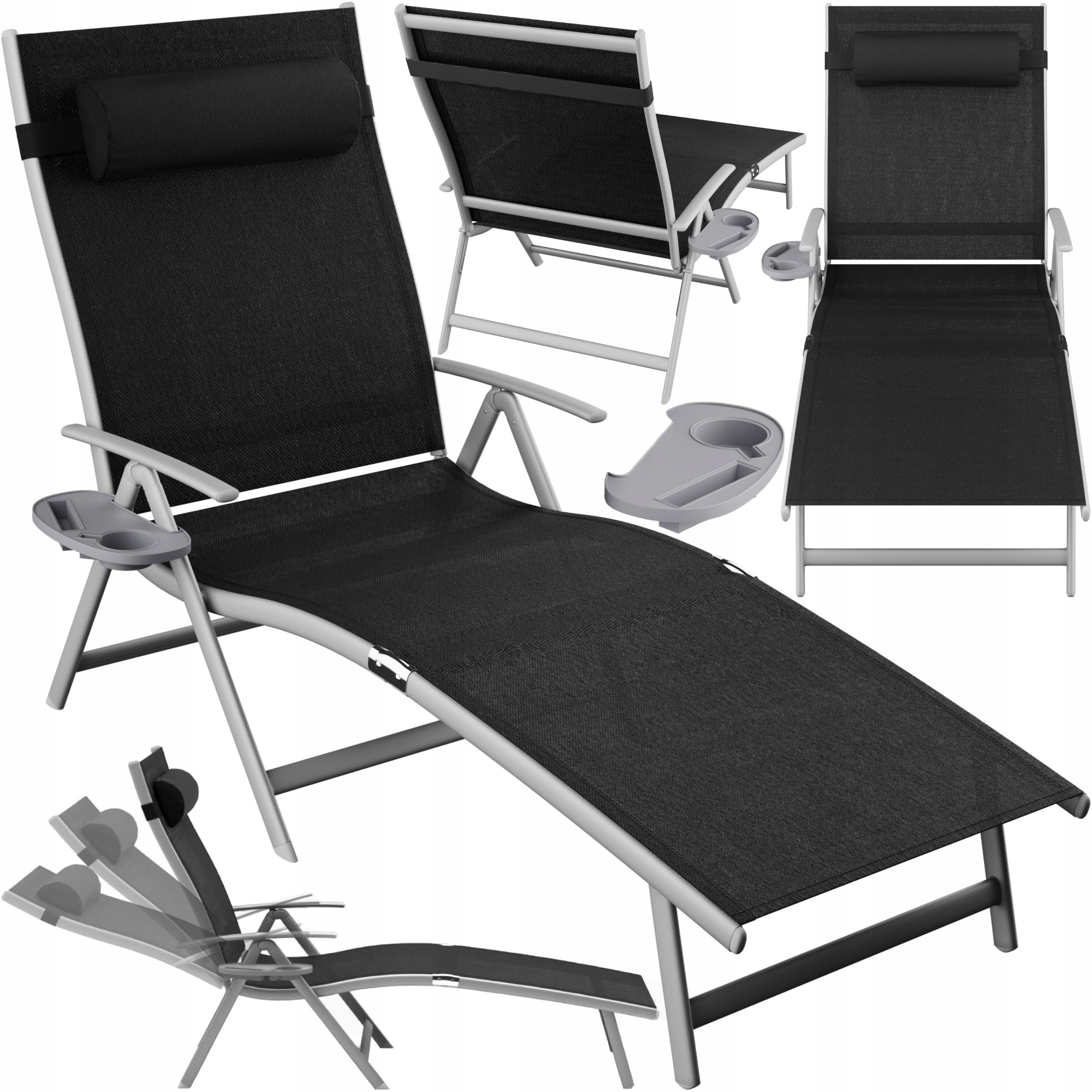 Leżak Ogrodowy Tarasowy Plażowy Składany Aluminiowy 7 pozycji Tardy Zenjoy