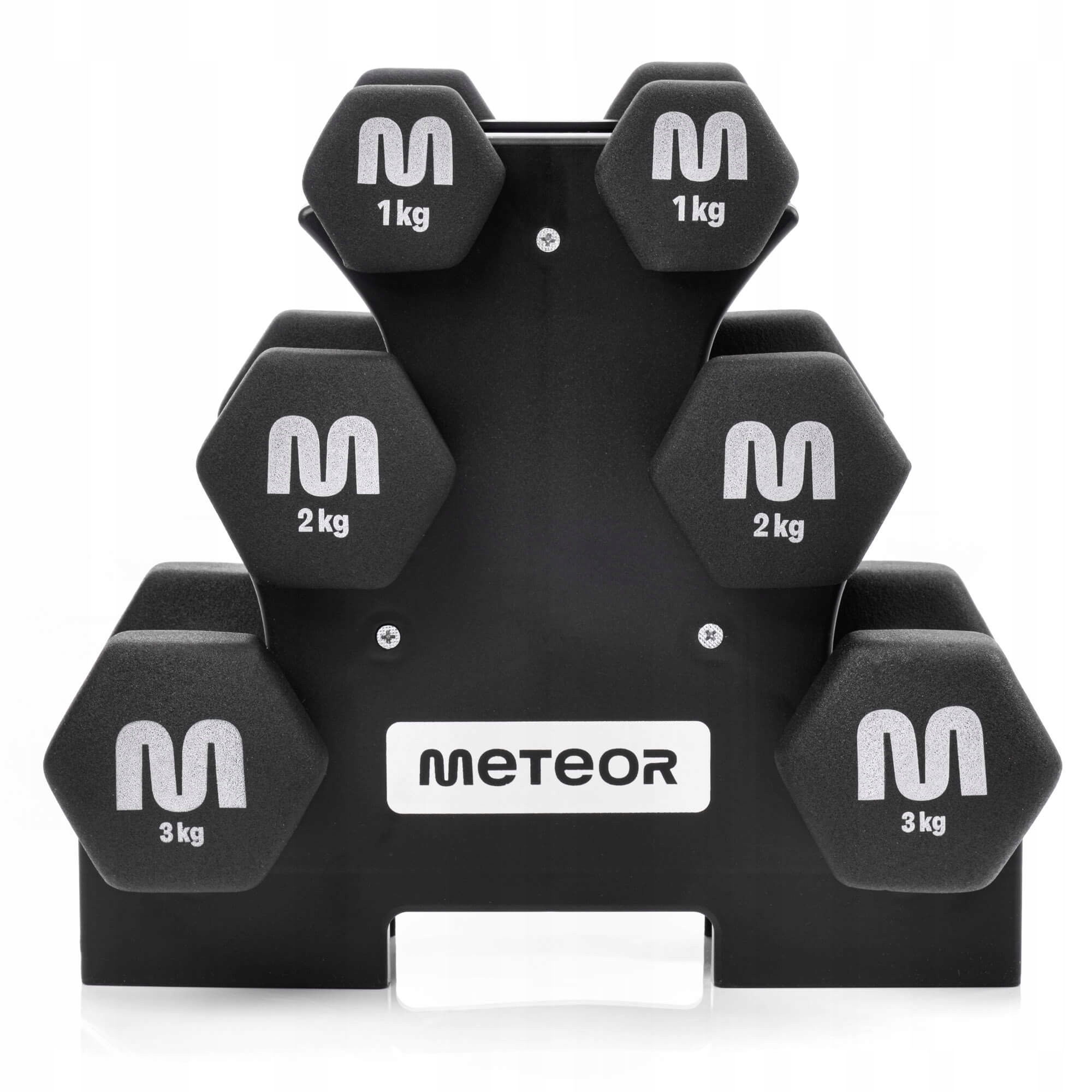 Zestaw Hantli Żeliwnych Ze Stojakiem 2x3-2-1kg ciężarki hantelki do ćwiczeń