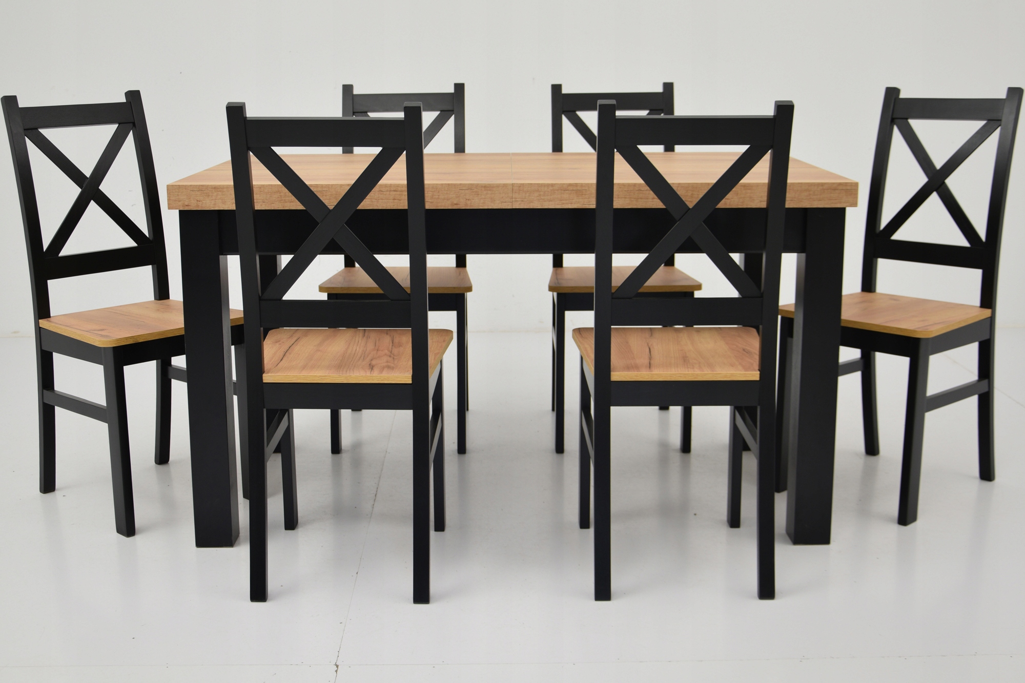 MASYWNY Rozkładany stół 80x120/160 i 6 krzeseł Kod producenta K-1 + S-7