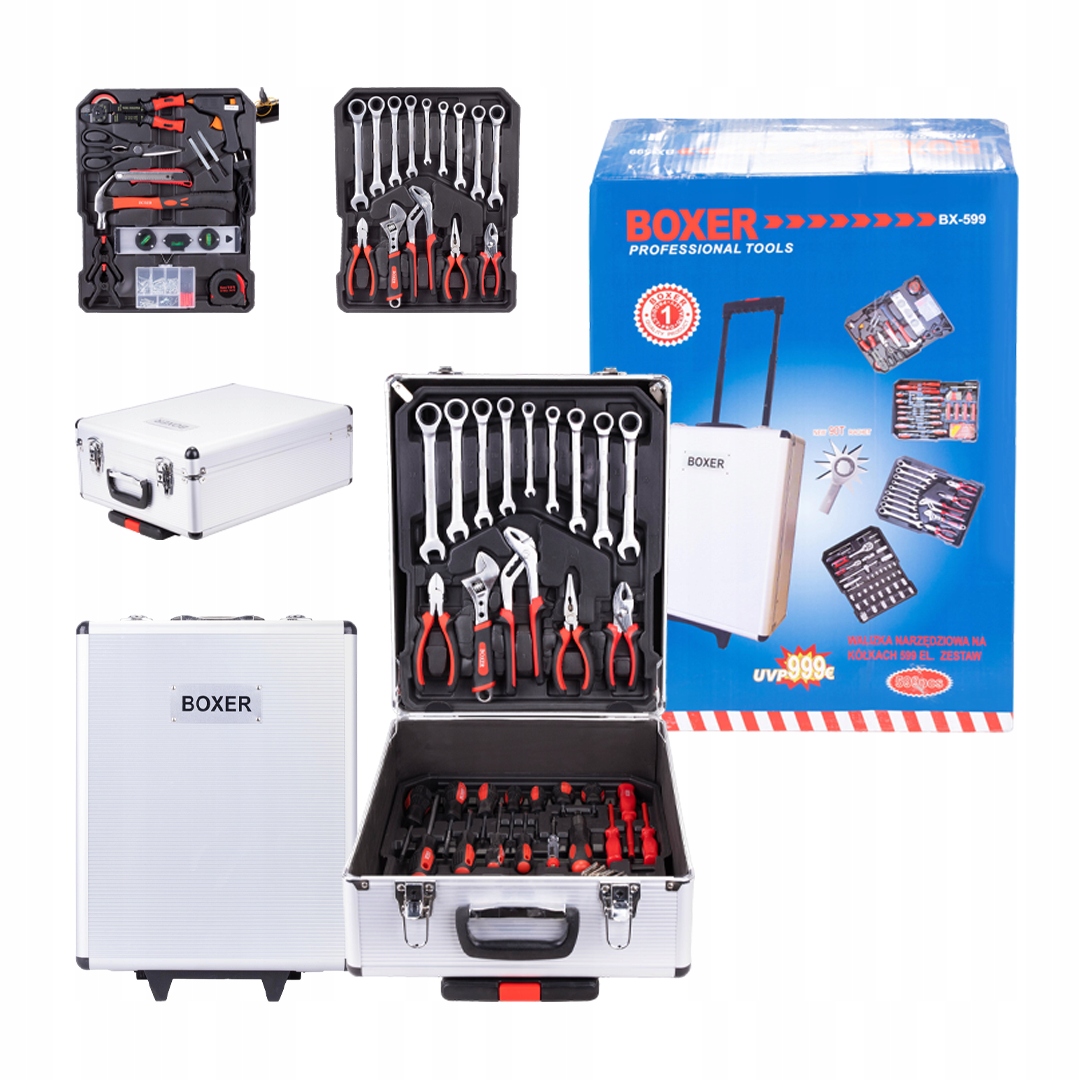 WALIZKA NARZĘDZIOWA NA KÓŁKACH ZESTAW NARZĘDZIA WARSZTATOWE 599 ELEMENTÓW