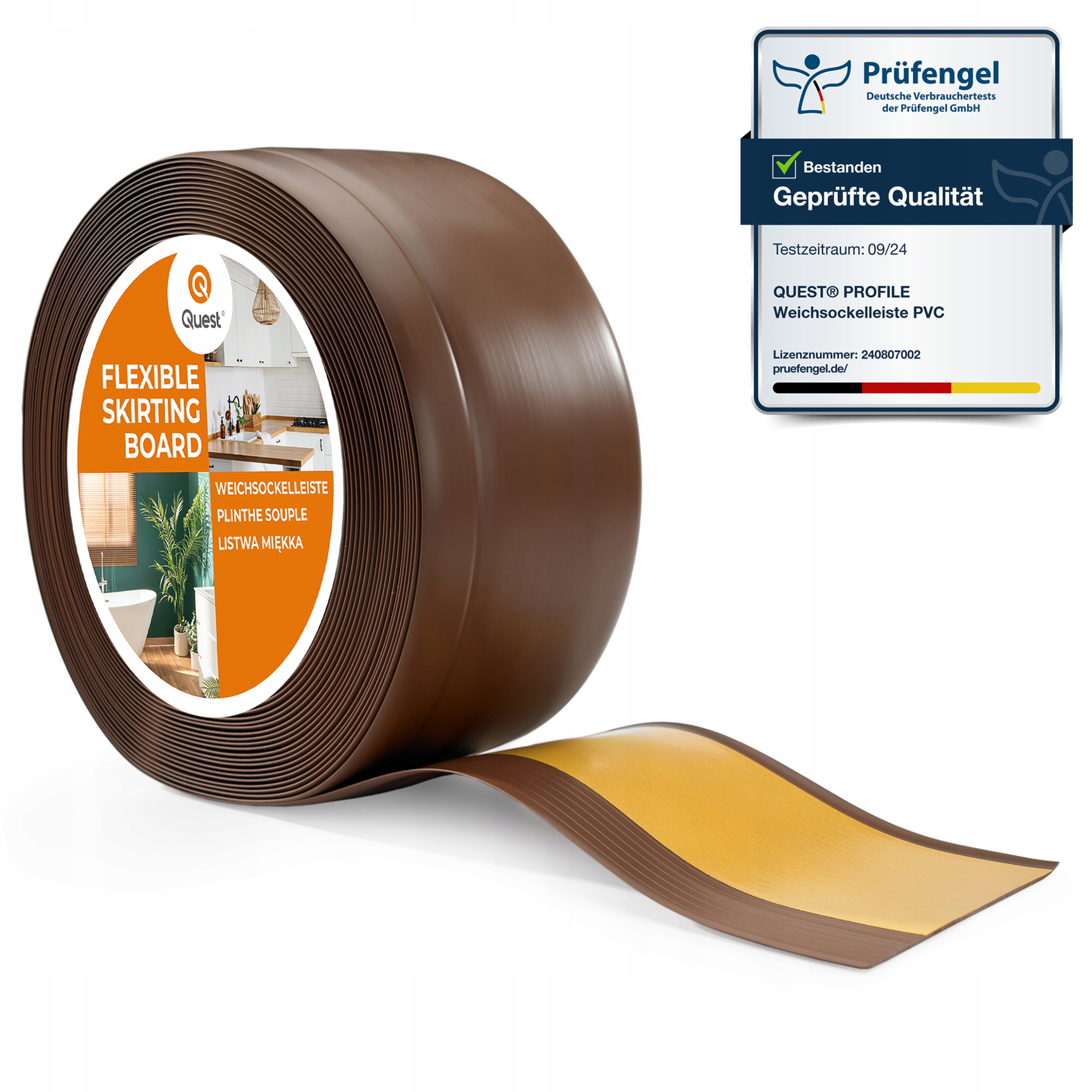 Podlahová lišta soklová, samolepicí Pvc 100/25 hnědá, 10 m