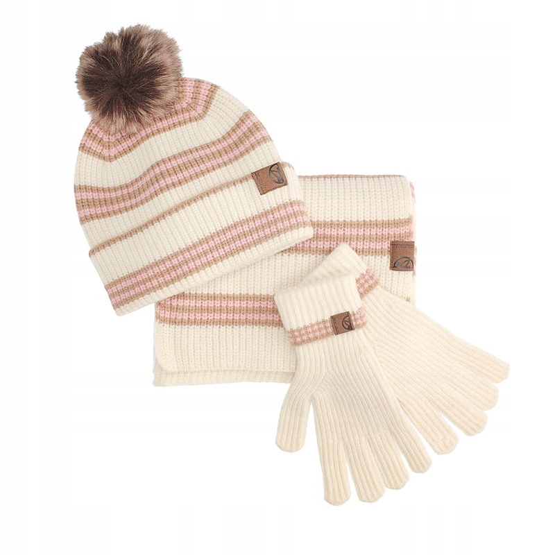 Módní dámský set čepice, šály, rukavic Pepe moll 252854 Pack Nude