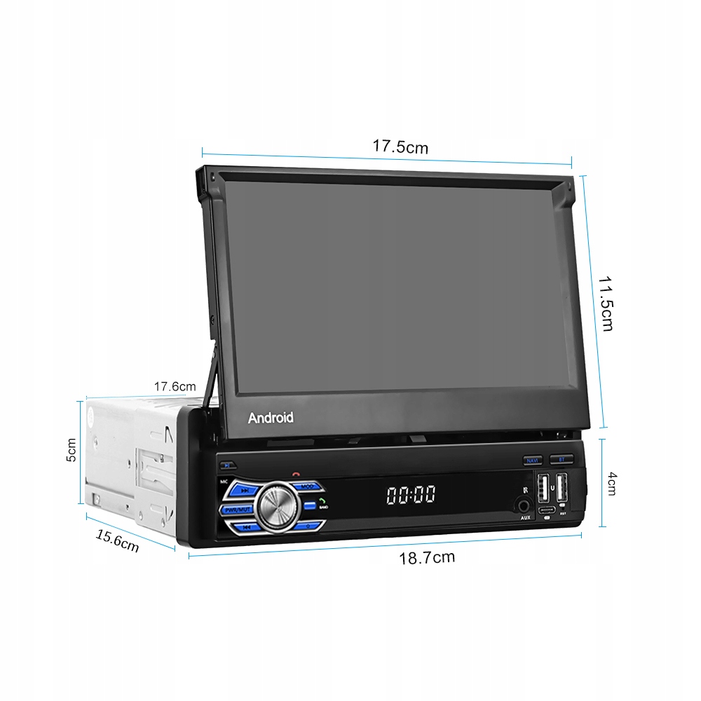 RADIO SAMOCHODOWE 1 DIN ANDROID 13 GPS USB WIFI 2GB RAM MIRROR LINK Radio informacja RDS pasmo AM pasmo FM