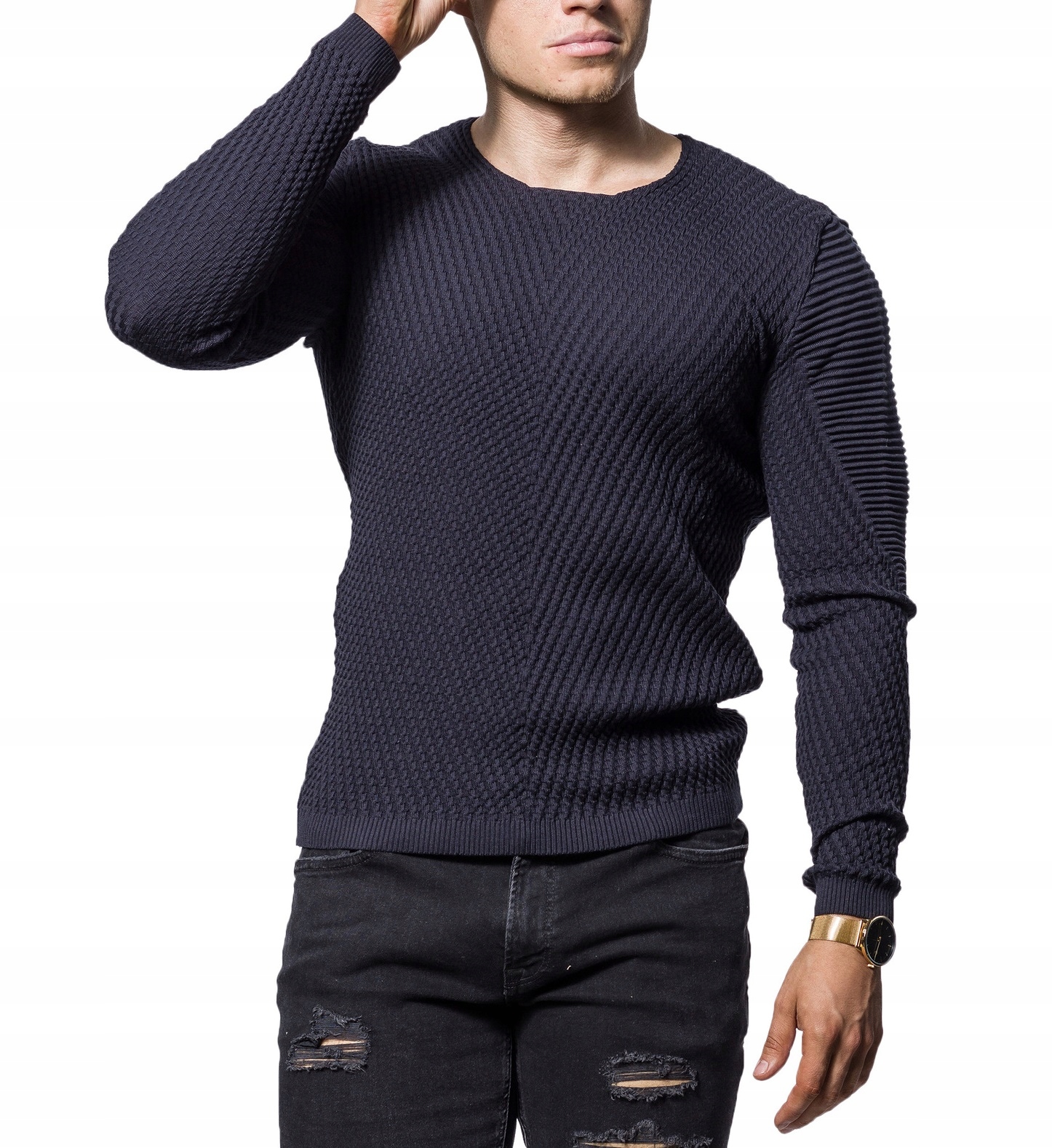 

Dopasowany Sweterek Slim Fit Czarny 3XL