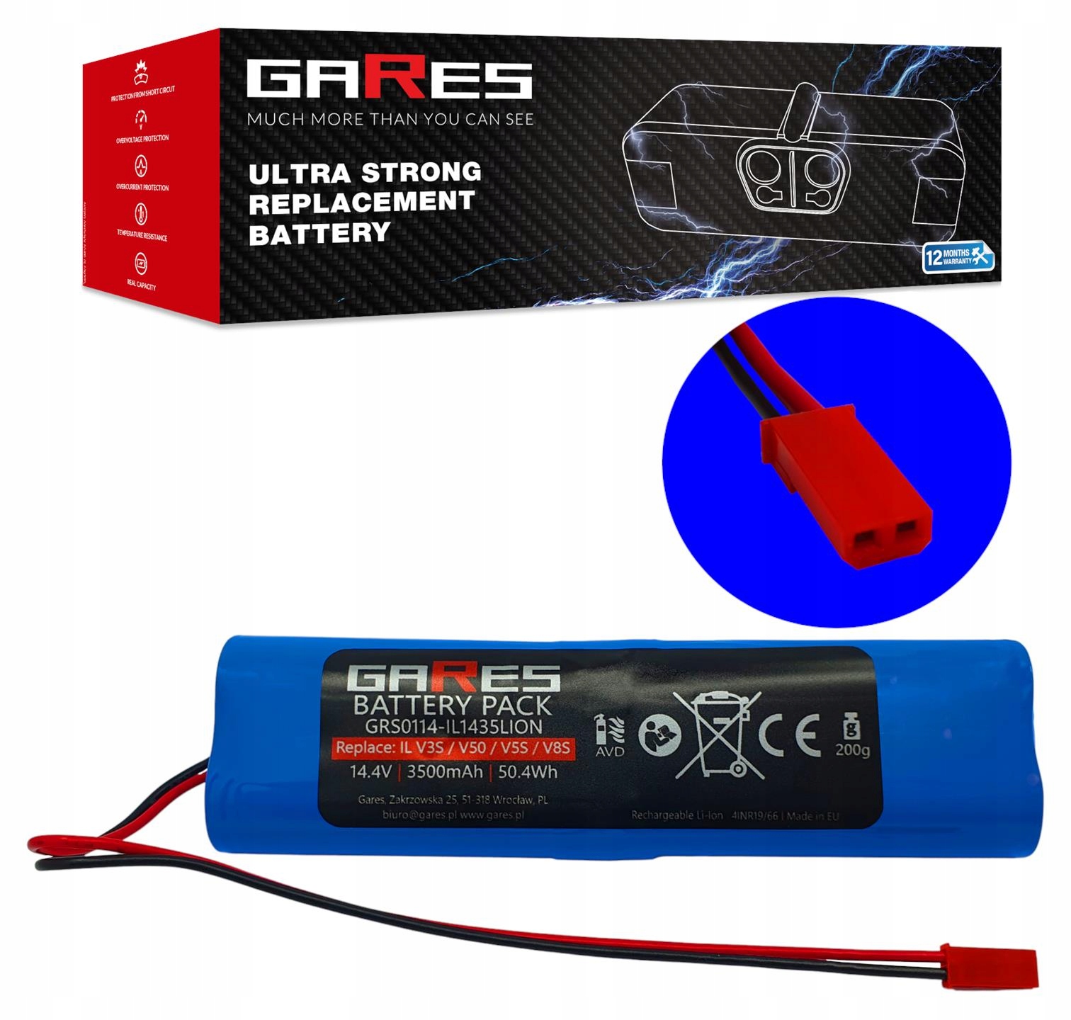 Akumulátor Gares pro ILife V3S V50 V5S V8S V50 X750 14,4V 3,5Ah