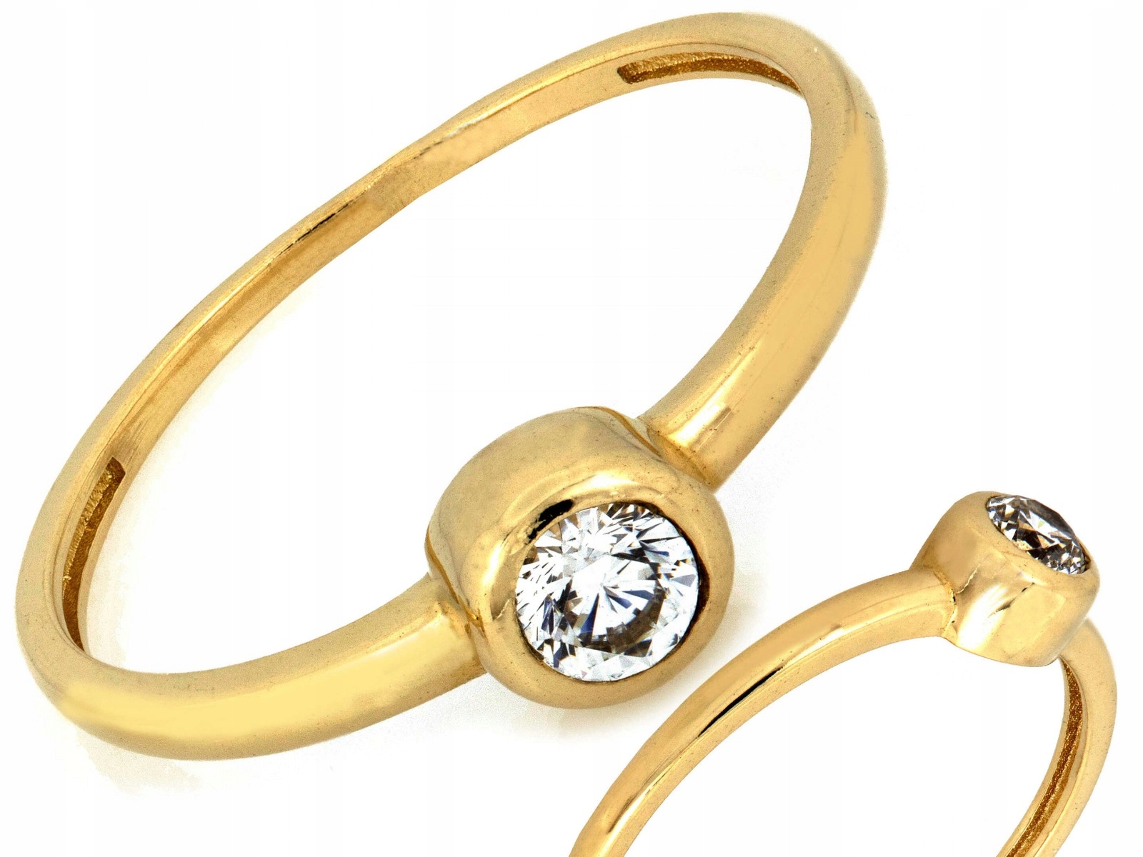 Prstýnek Solitare ze žlutého zlata 585 s zirkonem, váha 1.13 g, velikost 14