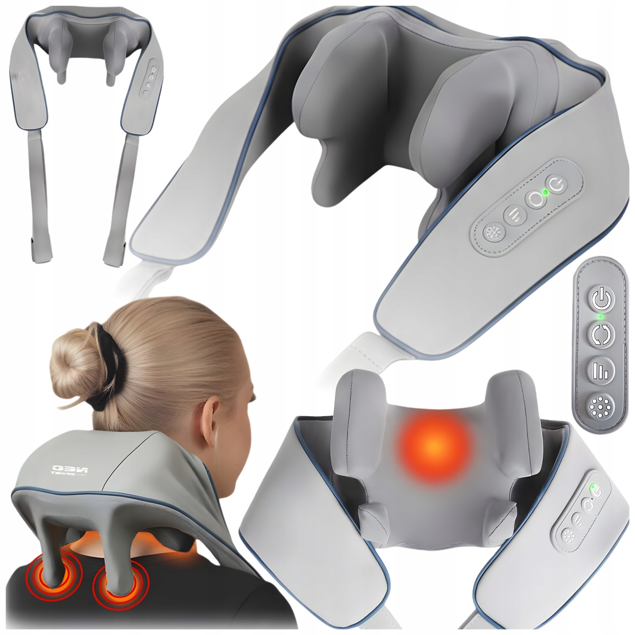 Masażer Do Pleców Karku Szyi Shiatsu 3 Tryby Masażu Grzanie Bezprzewodowy