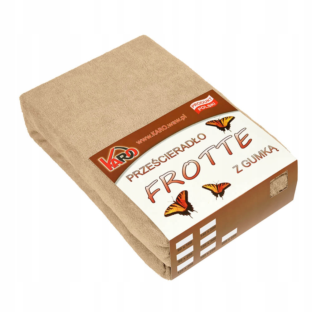 Froté prostěradlo s gumičkou 200x200 béžové, tmavě hrubé 200 g/m2 Karo