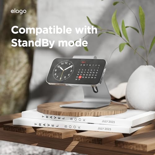 ELAGO MS4 Stacja Ładowania MagSafe iPhone 16 15 14 13 12 Srebrna — miniatura 3